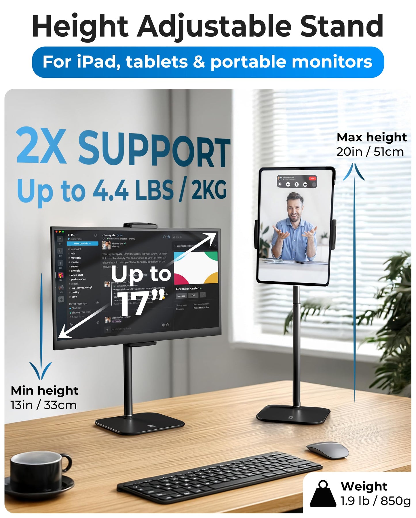 Stand Height Adjustable Tablet Stand for Desk