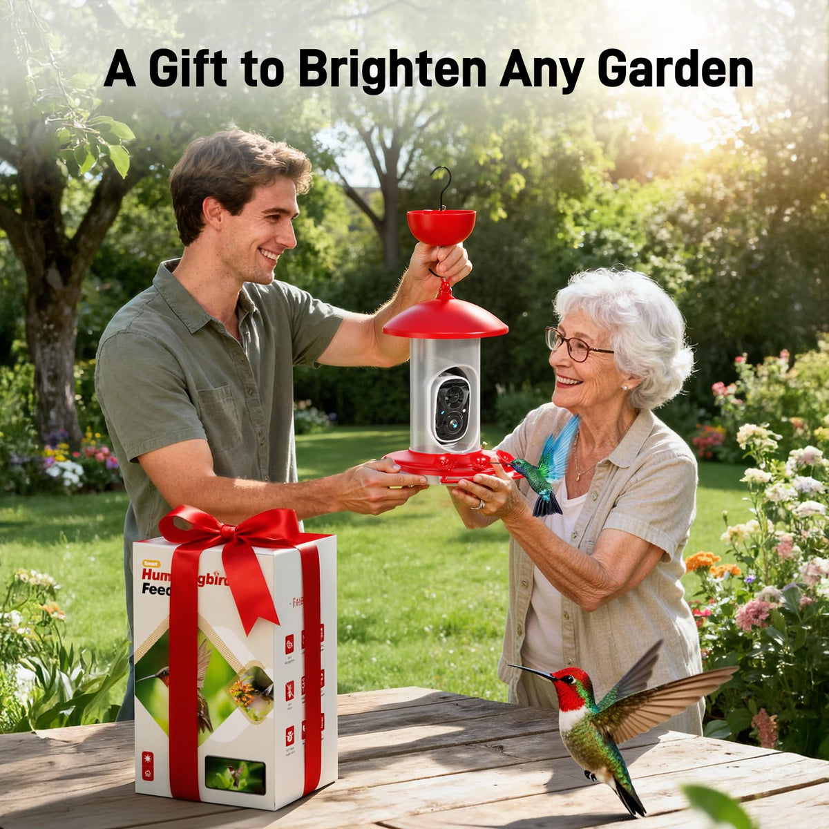 Hummingbird Feeder with Camera Outdoor, 5MP Solar Powered Smart Bird Feeder