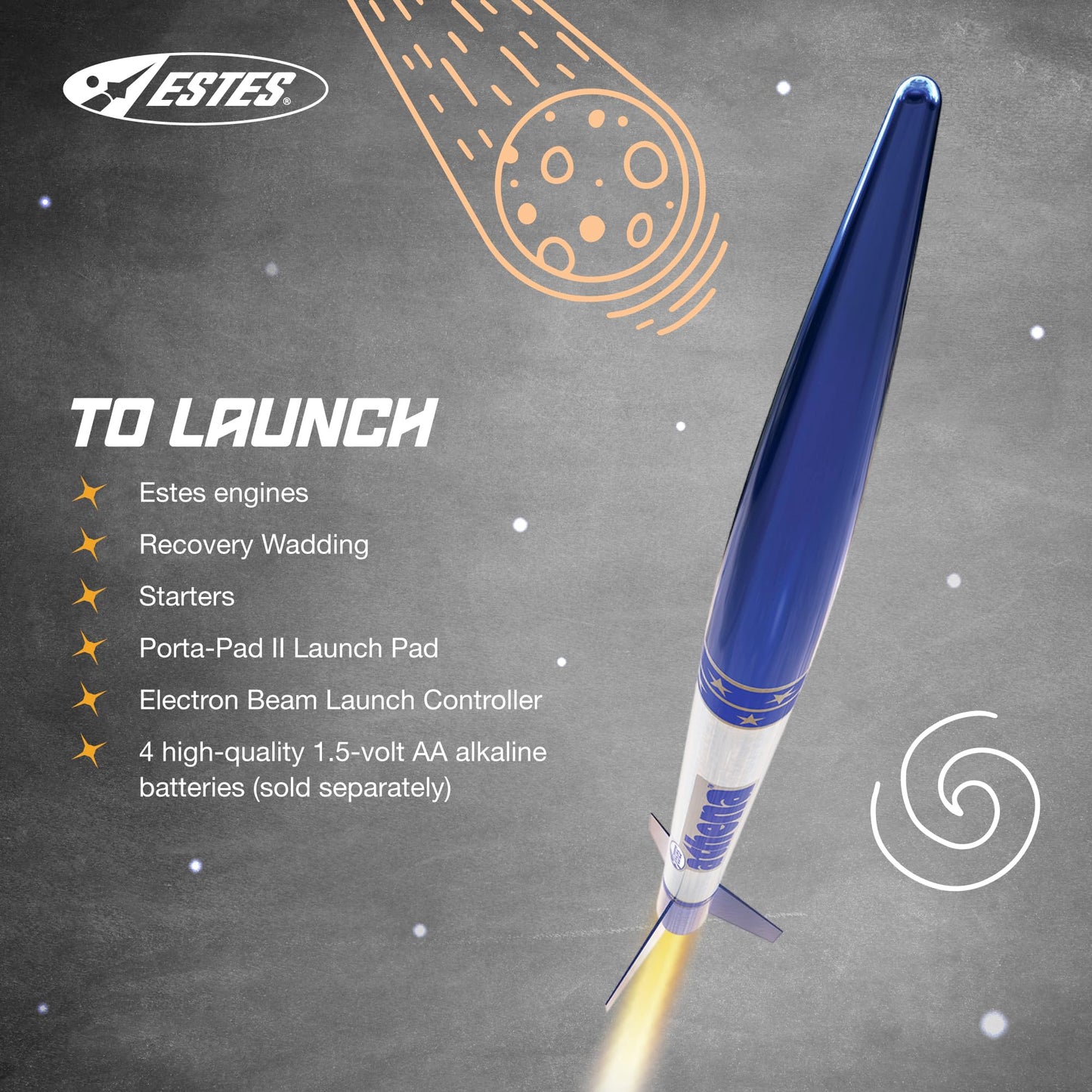 Estes 2452 Athena Rocket-Building Kit, Prebuilt Beginner Flying-Rocket Model Kit, Blue