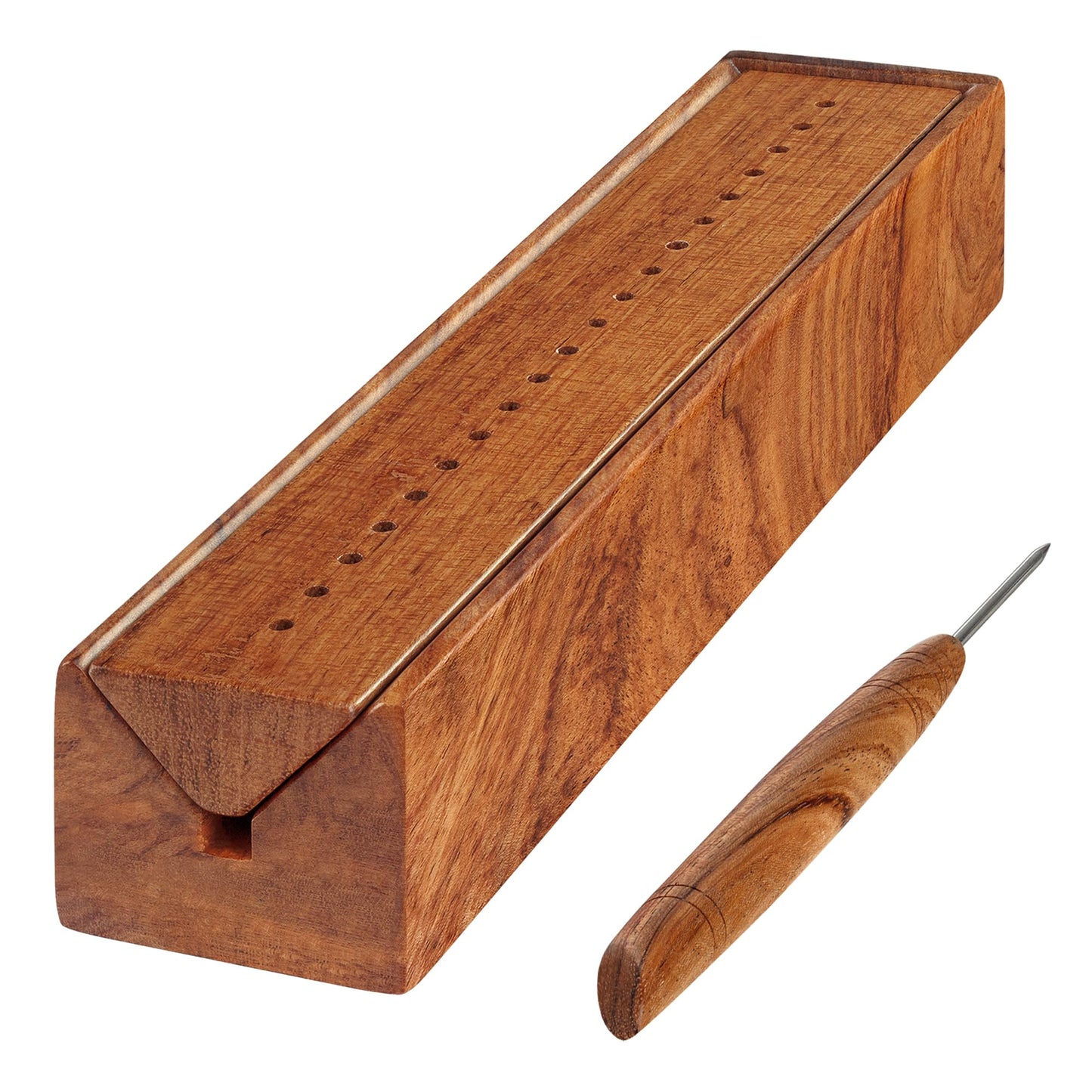 Wooden Bookbinding Cradle with Awl – Handcrafted Hardwood Punching Tool