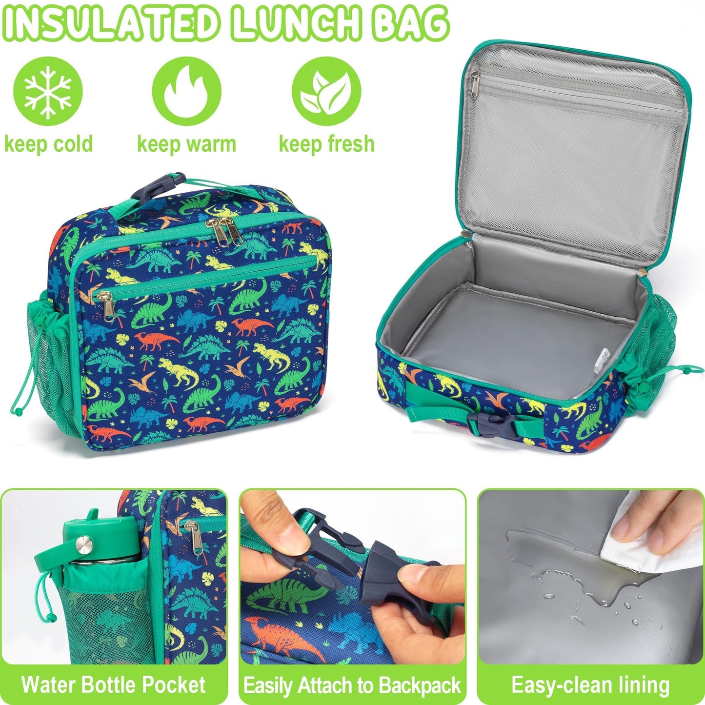 Fimibuke Kids Backpack, 3-in-1 Set with Lunch Box & Pencil Case