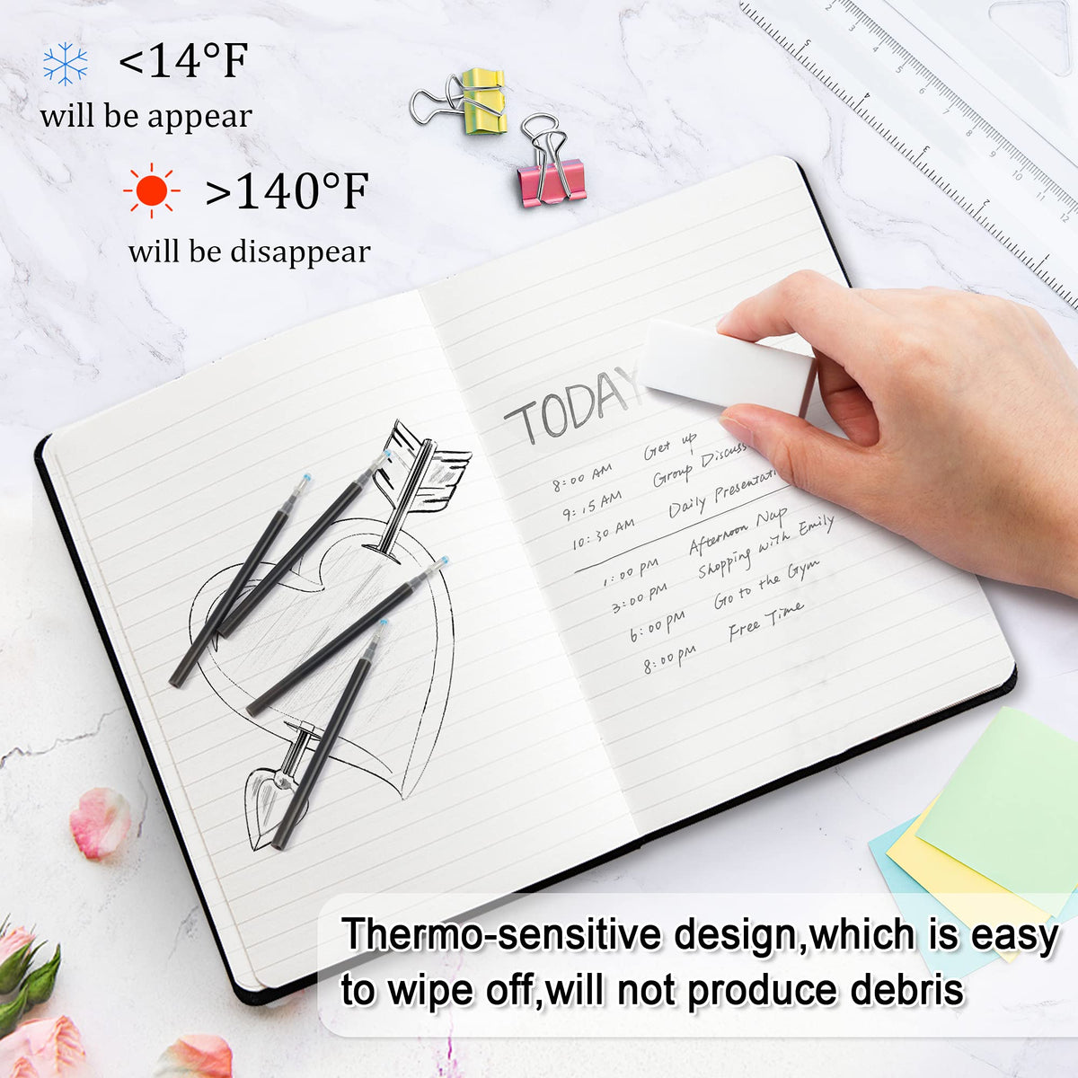 Vanstek 12 Black Erasable Gel Pen Refills