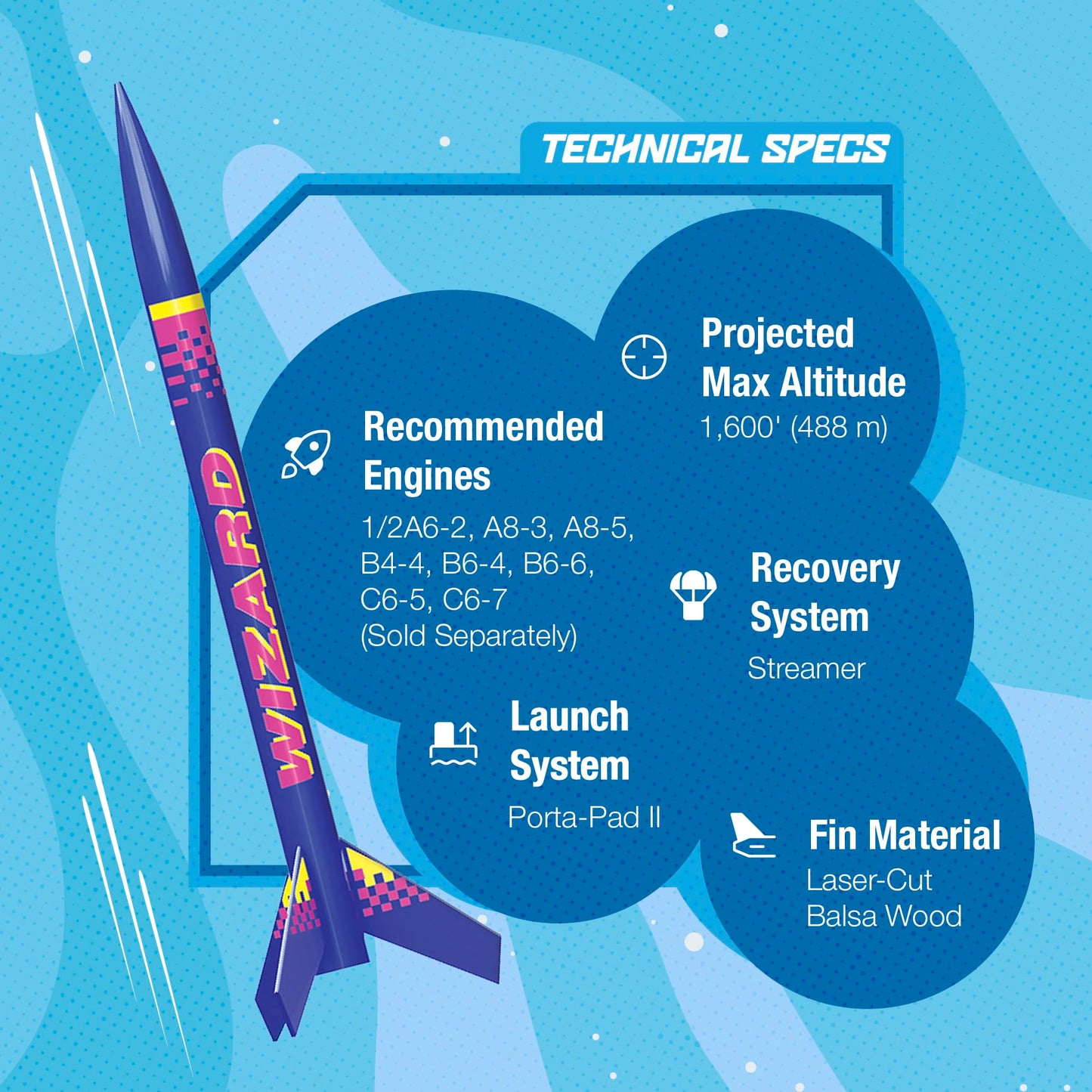 Estes 1754 Pack of 12 Wizard Rocket-Building Kits