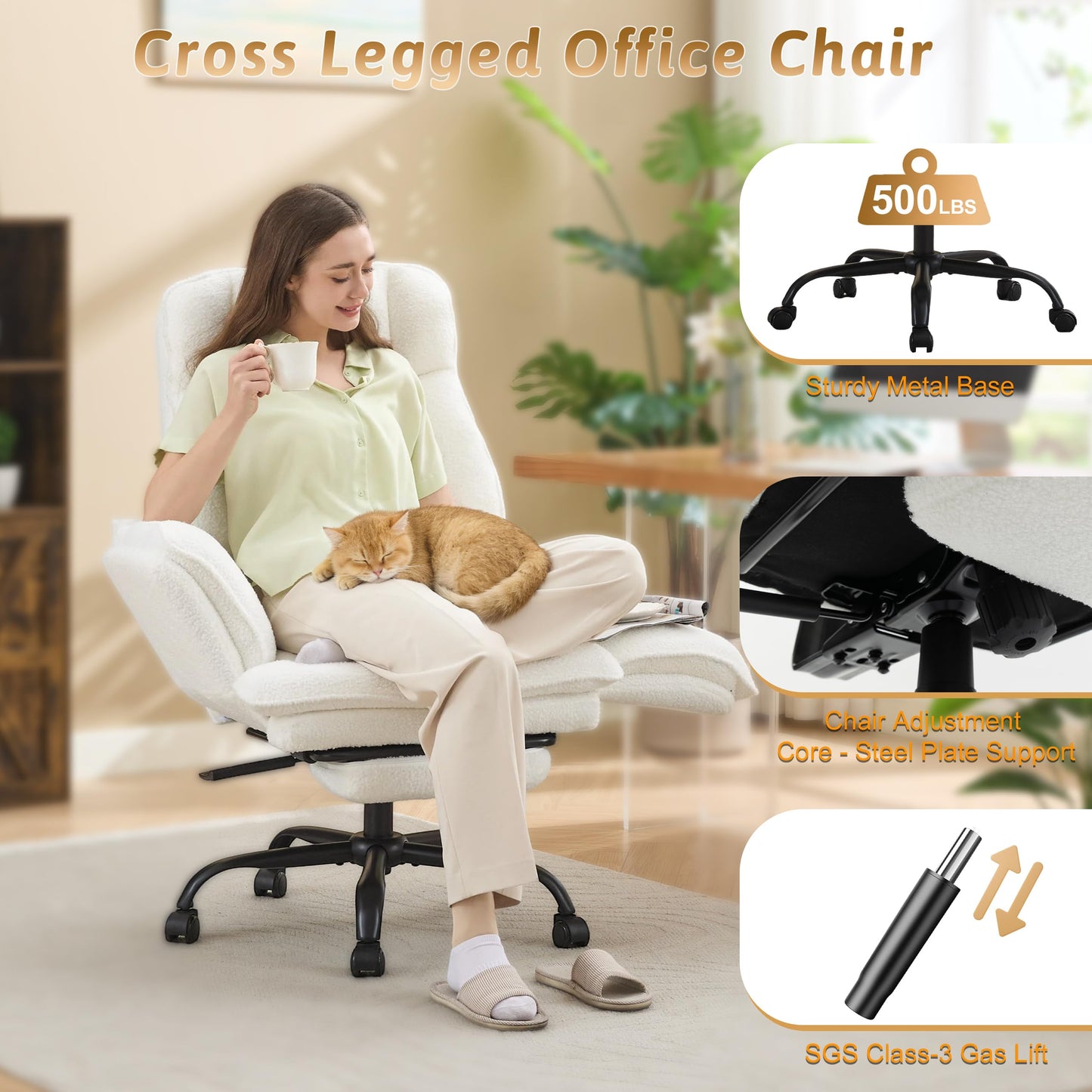 Office Chair, Heavy-Duty Chair, Fabric White