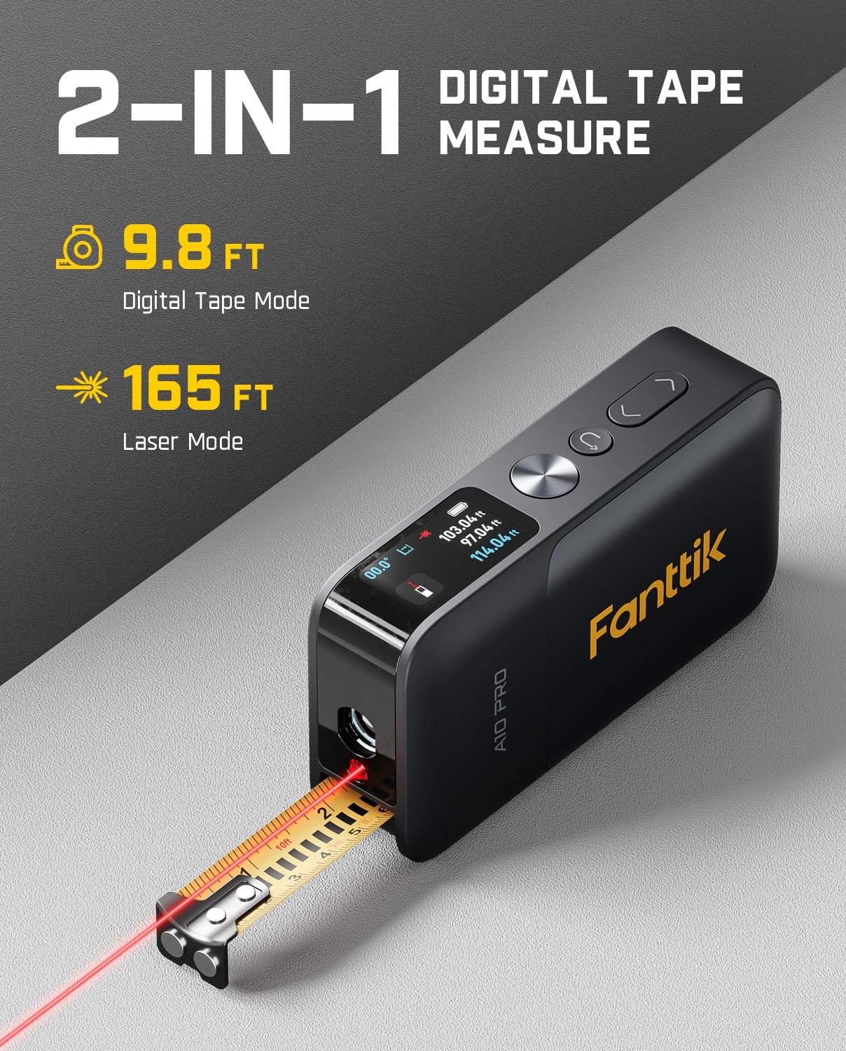 Fanttik A10 Pro 2-in-1 Digital Laser Tape Measure with HD IPS Color Display