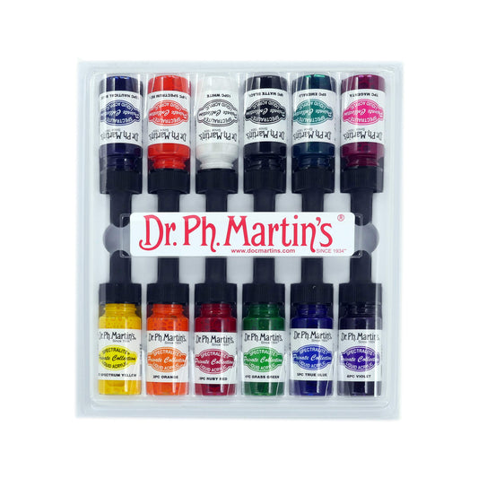 Dr. Ph. Martin's Spectralite Private Collection Liquid Acrylics Bottles, 0.5 oz, Set of 12 (Set 1)