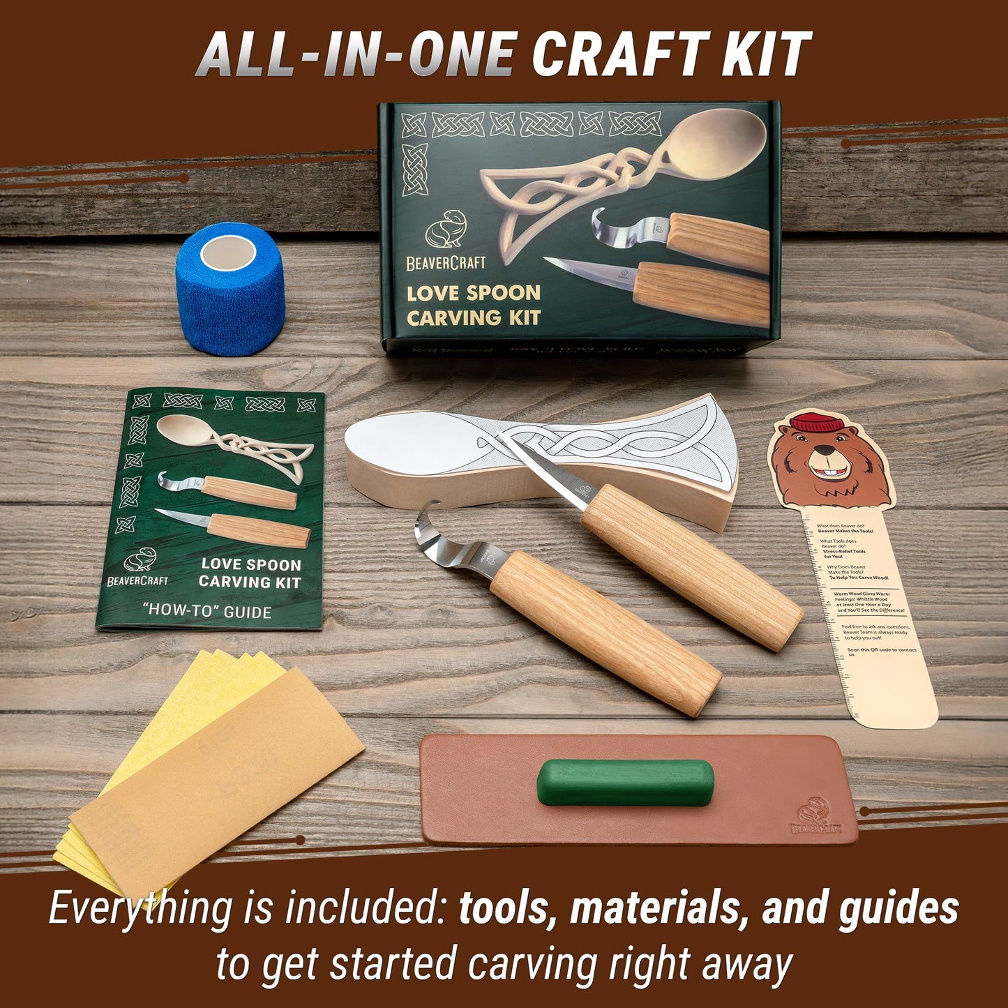 BWood Spoon Carving Kit for Beginners -  Woodworking Hobby Kit for Adults & Kids