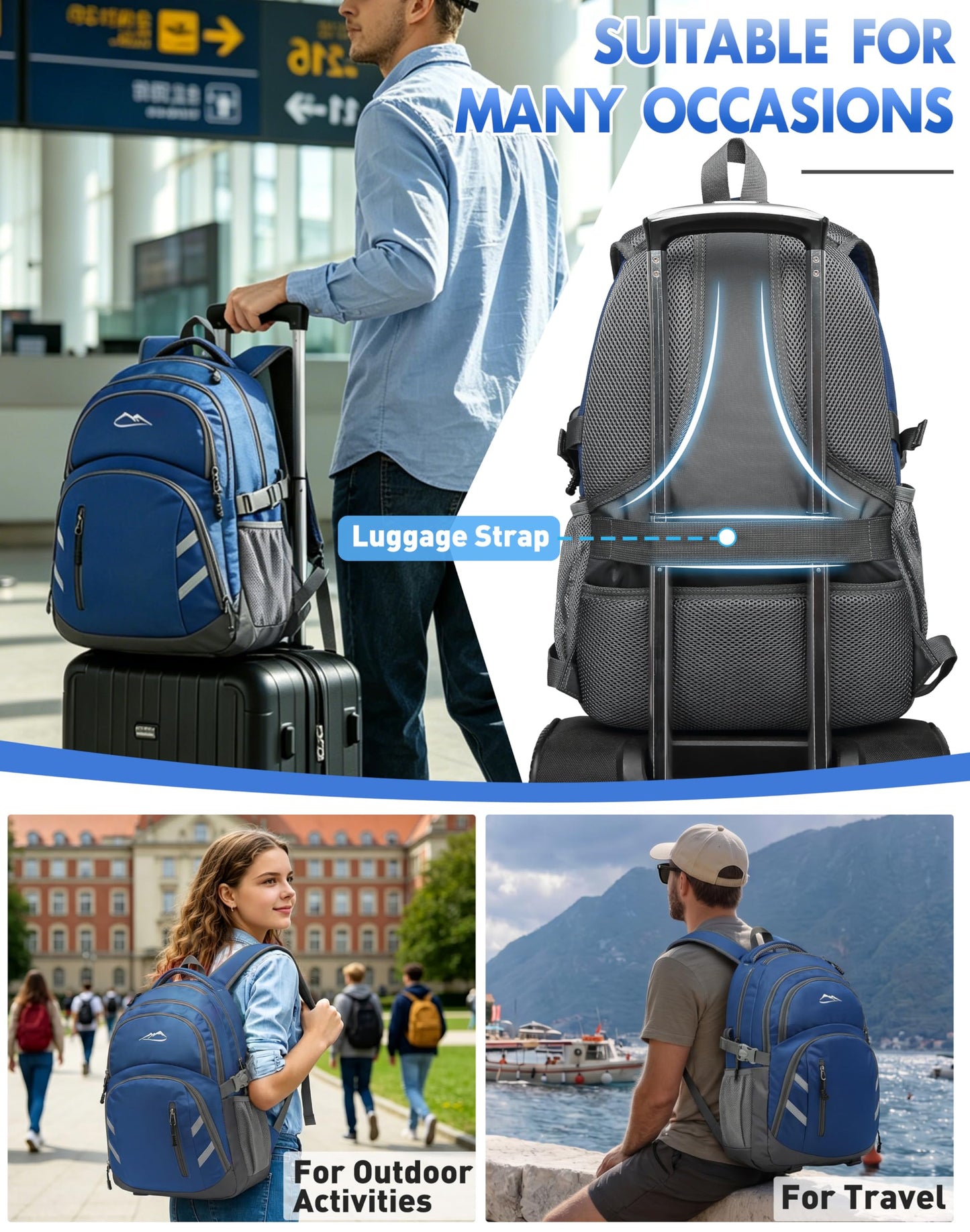 ProEtrade Backpack Bookbag with USB Charging Port