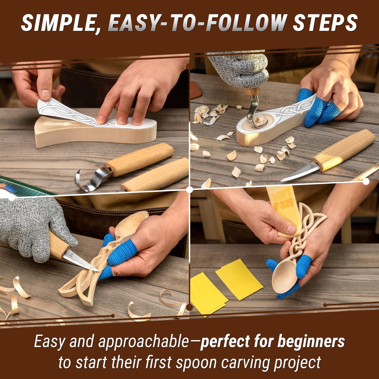 BWood Spoon Carving Kit for Beginners -  Woodworking Hobby Kit for Adults & Kids