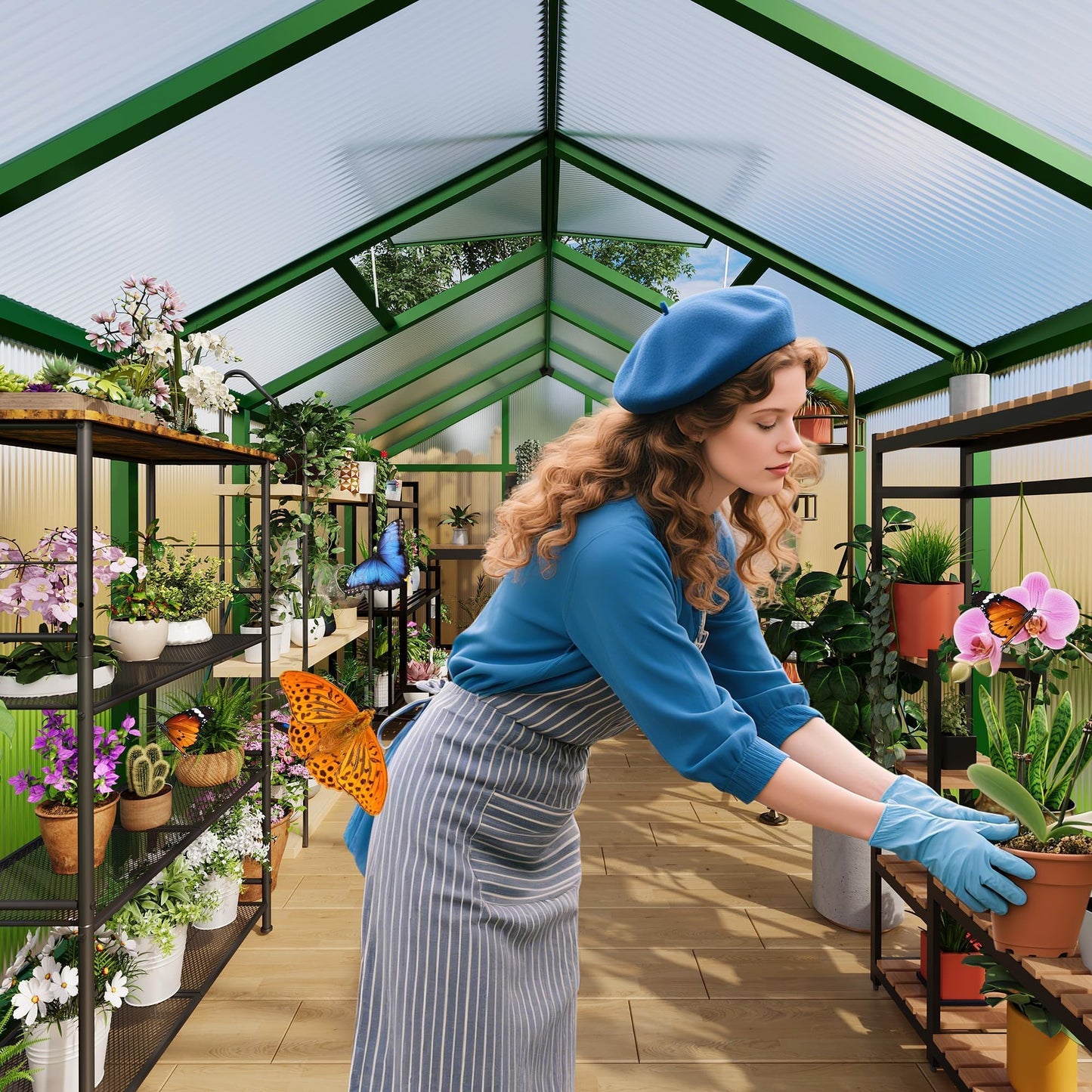 6X8 FT Greenhouse for Outdoors, Walk-in Greenhouse Kit with Aluminum Frame