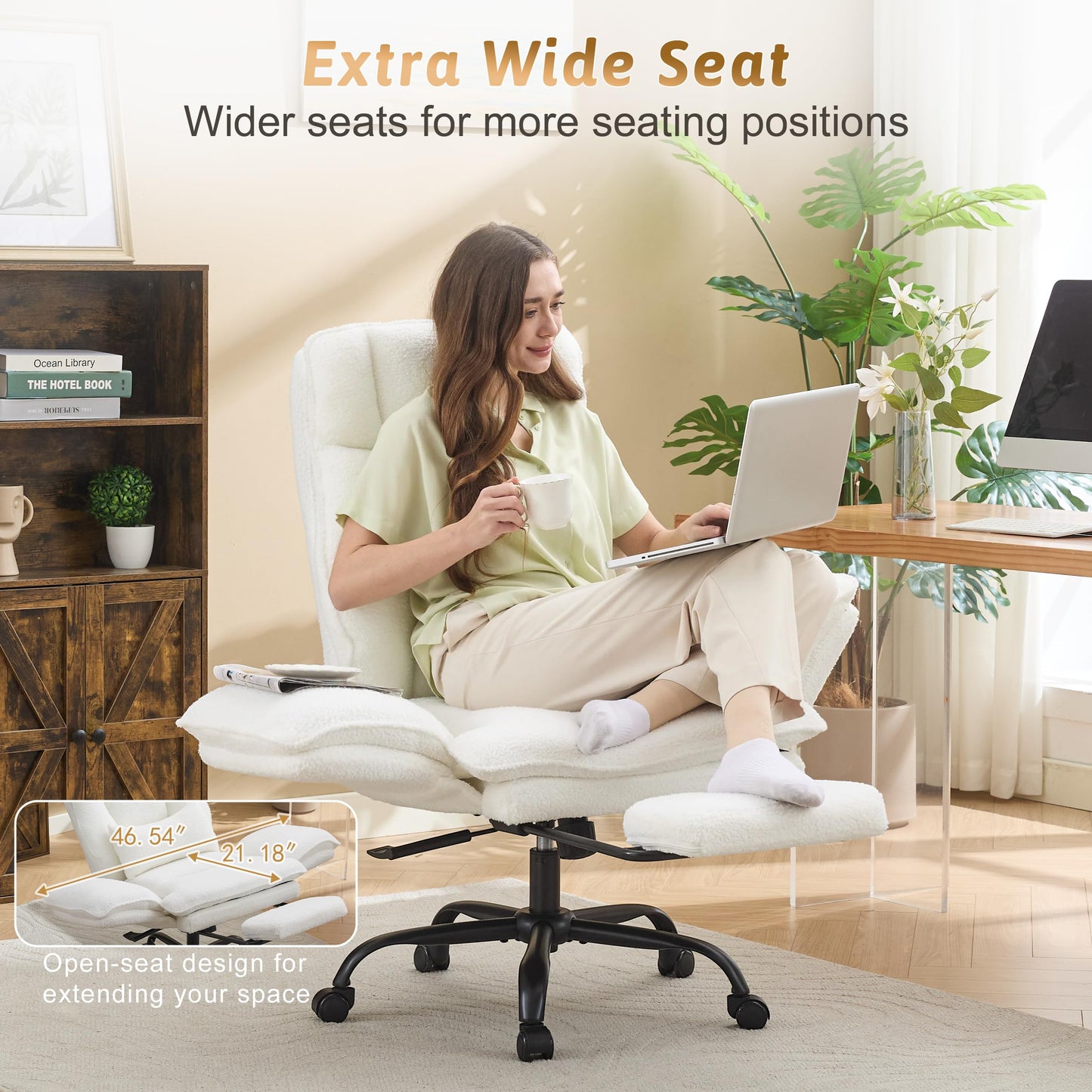 Office Chair, Heavy-Duty Chair, Fabric White