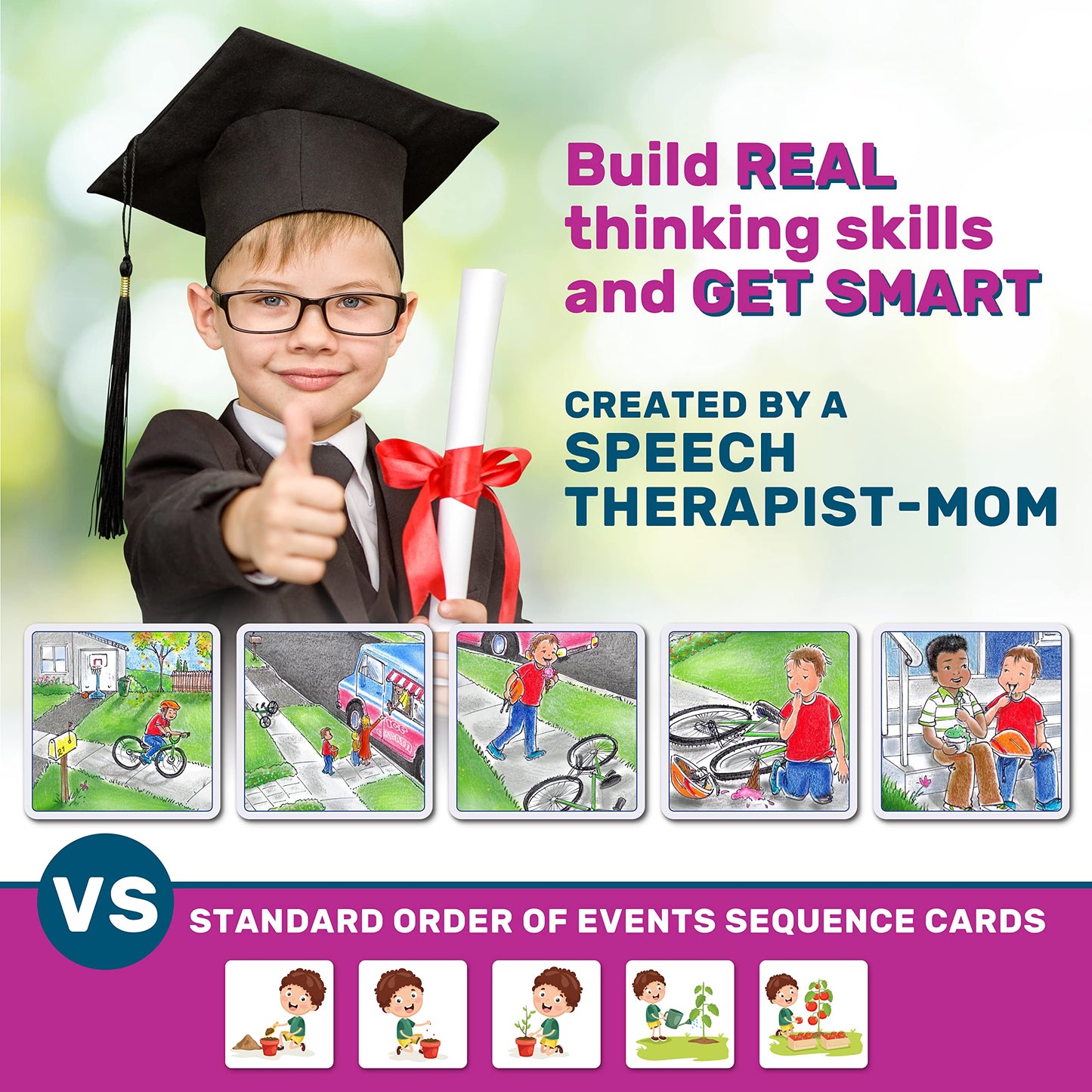 SkillEase Story Cues Skilled Sequencing Cards, Speech Therapy Materials, Social Skills Game