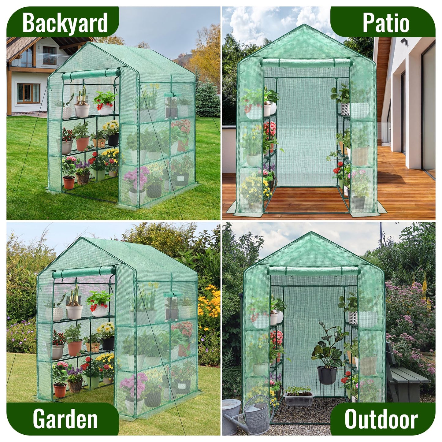 Greenhouses for Outdoors, Durable Green House Kit with Window, Thicken PE Cover, 57 x 57 x 76''
