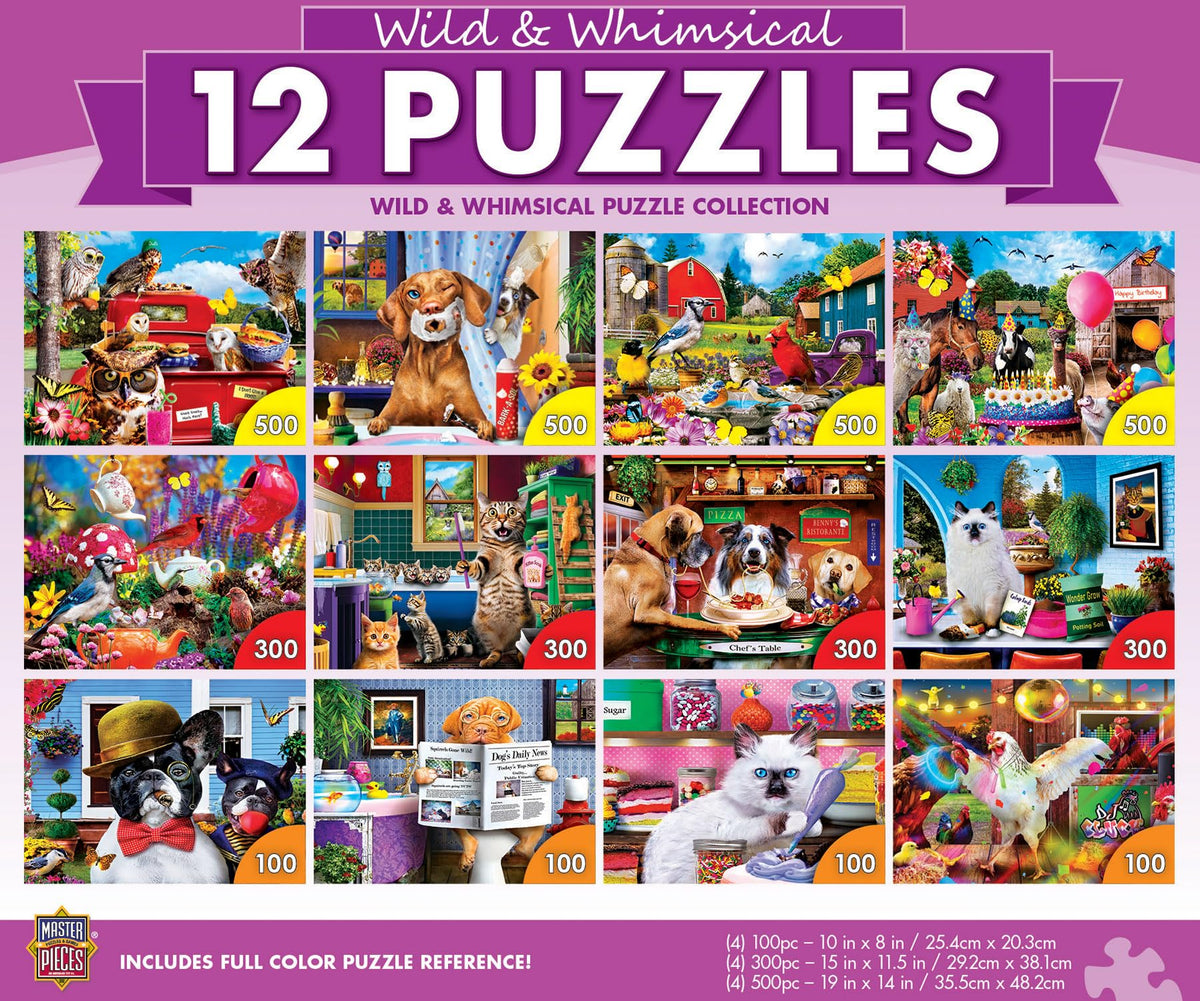 MasterPieces – Jigsaw Puzzle 12-Pack Bundle Set, Wild & Whimsical Collection
