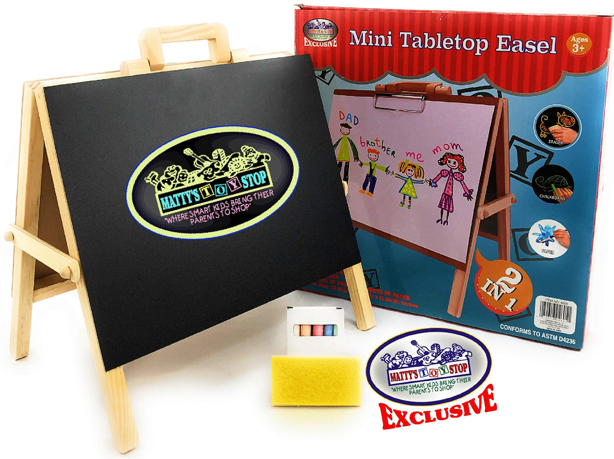 2-in-1 Mini Wooden Tabletop Easel with Blackboard, Paper Clip & Accessories
