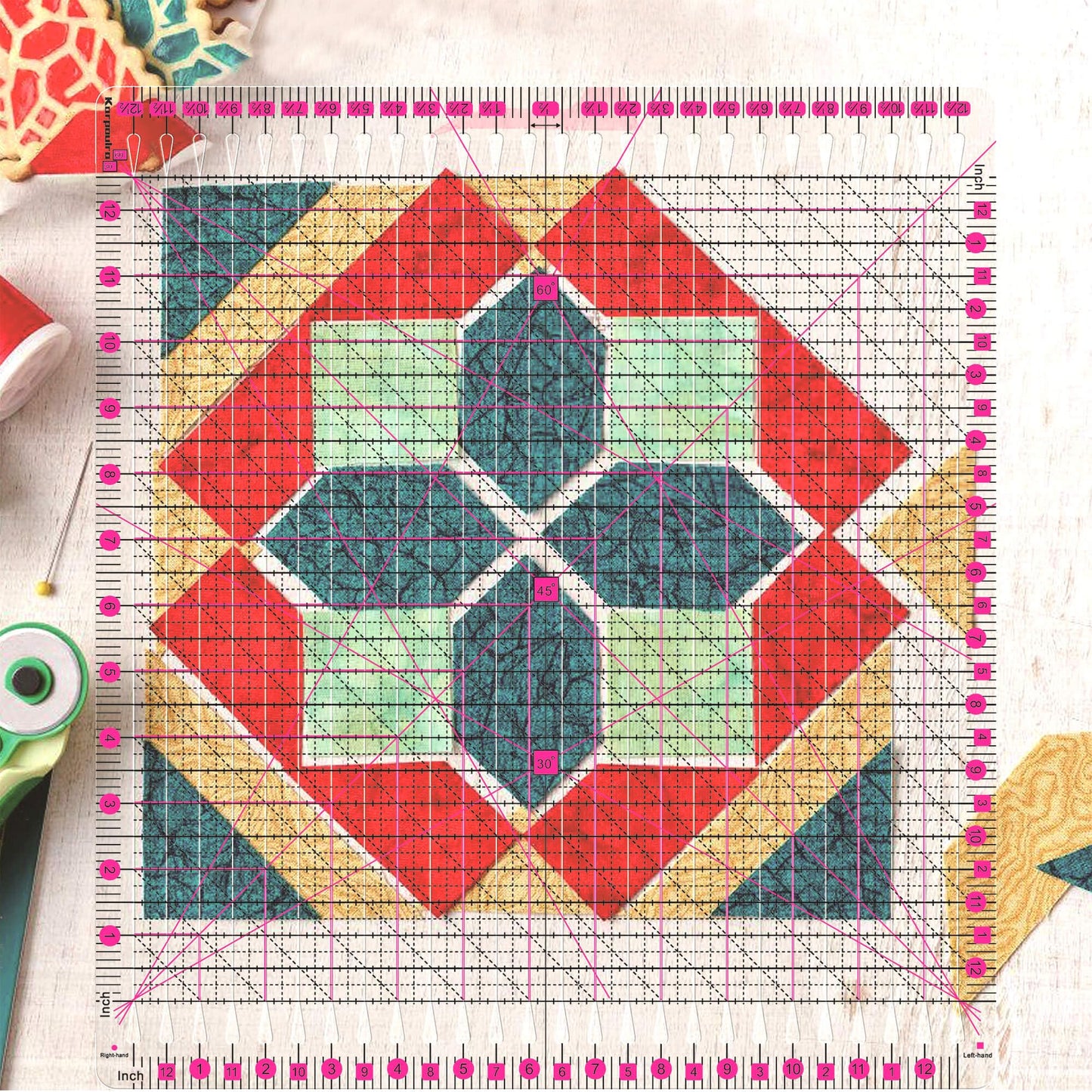 Quilting Ruler- 12.5 * 12.5" Slotted Rulers for Quilting and Sewing Quilt Strip Rulers