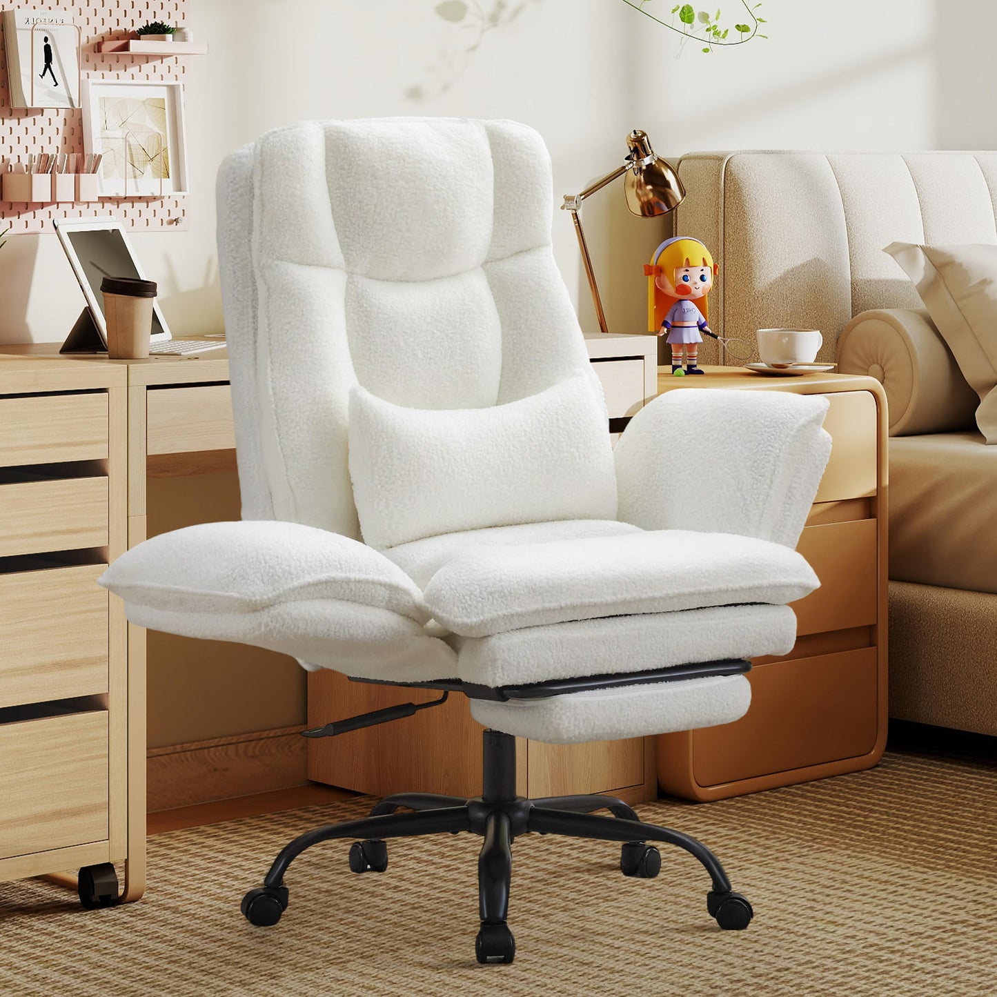 Office Chair, Heavy-Duty Chair, Fabric White