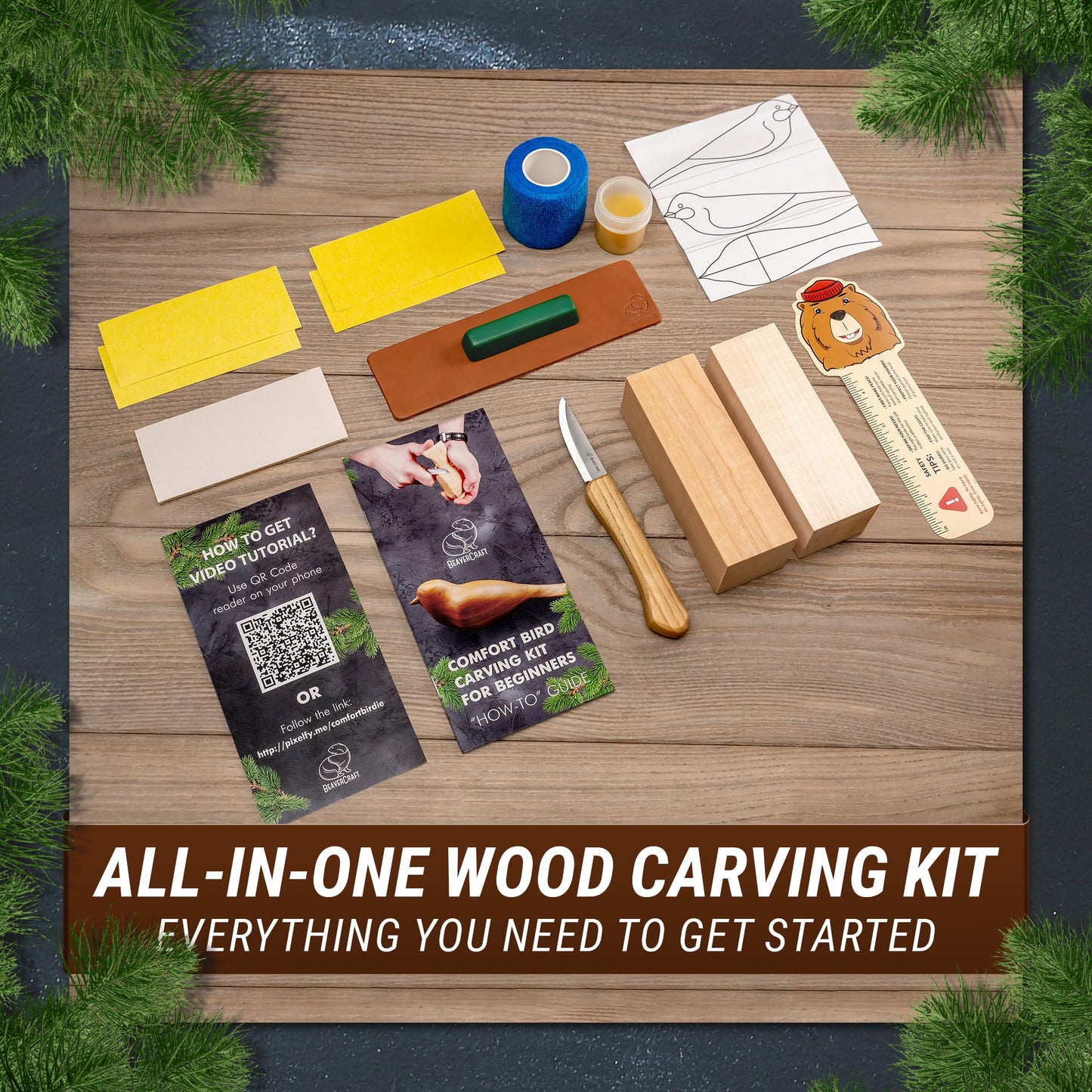 Wood Carving Kit Comfort Bird- DIY Kits- Whittling Knife Kit for Beginners