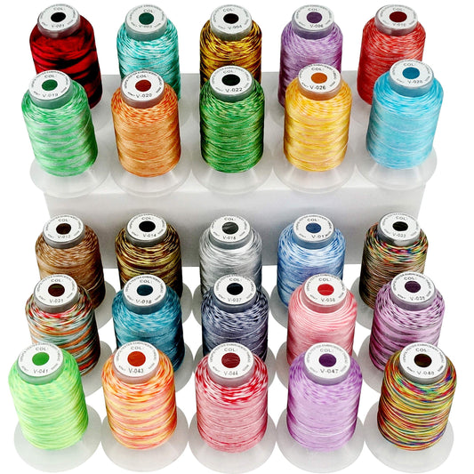 25 Colors Variegated Polyester Embroidery Machine Thread Kit