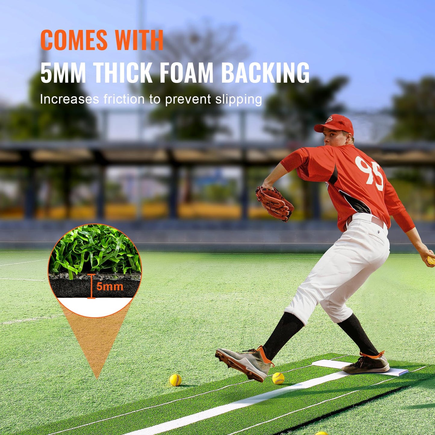 VEVOR Softball Pitching Mat, 10' x 3' Softball Pitching Mound