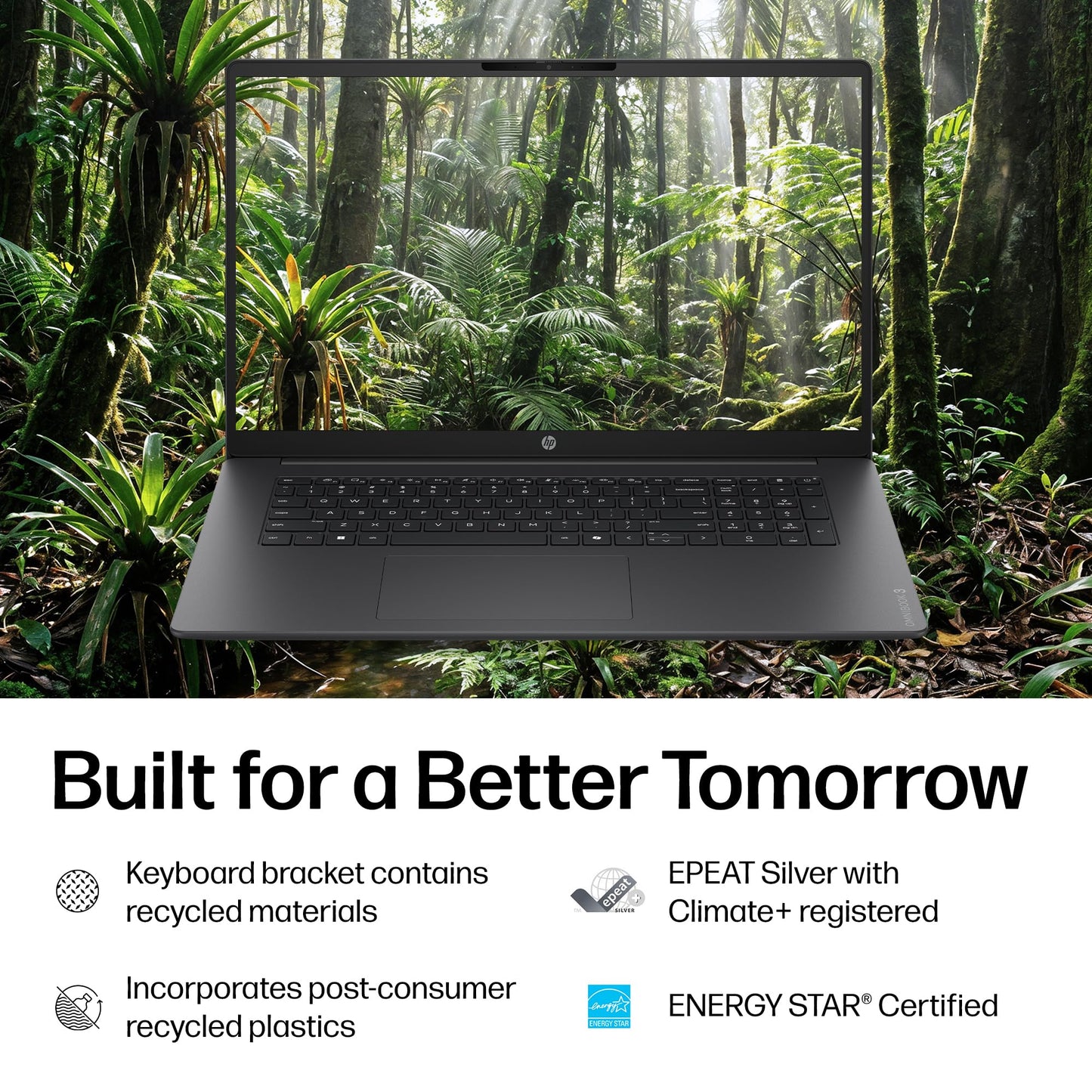 HP OmniBook 3 17.3 inch Laptop PC, FHD Display, AMD Ryzen 3 30, 8 GB RAM, 512 GB SSD, AMD Radeon 610M Graphics, Windows 11 Home, Mica Silver, 17-dp0199nr