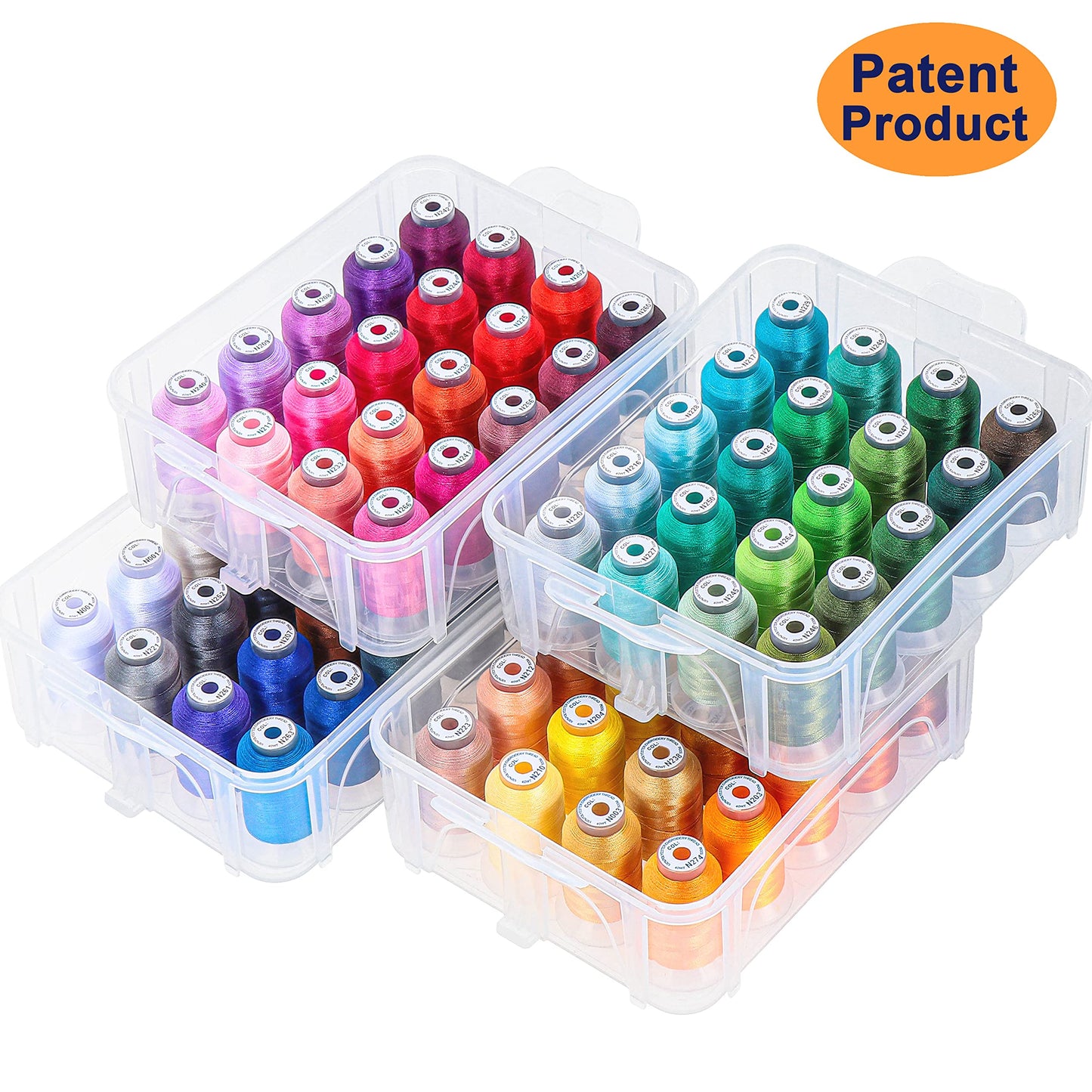 80 Spools 500m Each Embroidery Machine Thread with Clear Plastic Storage Box