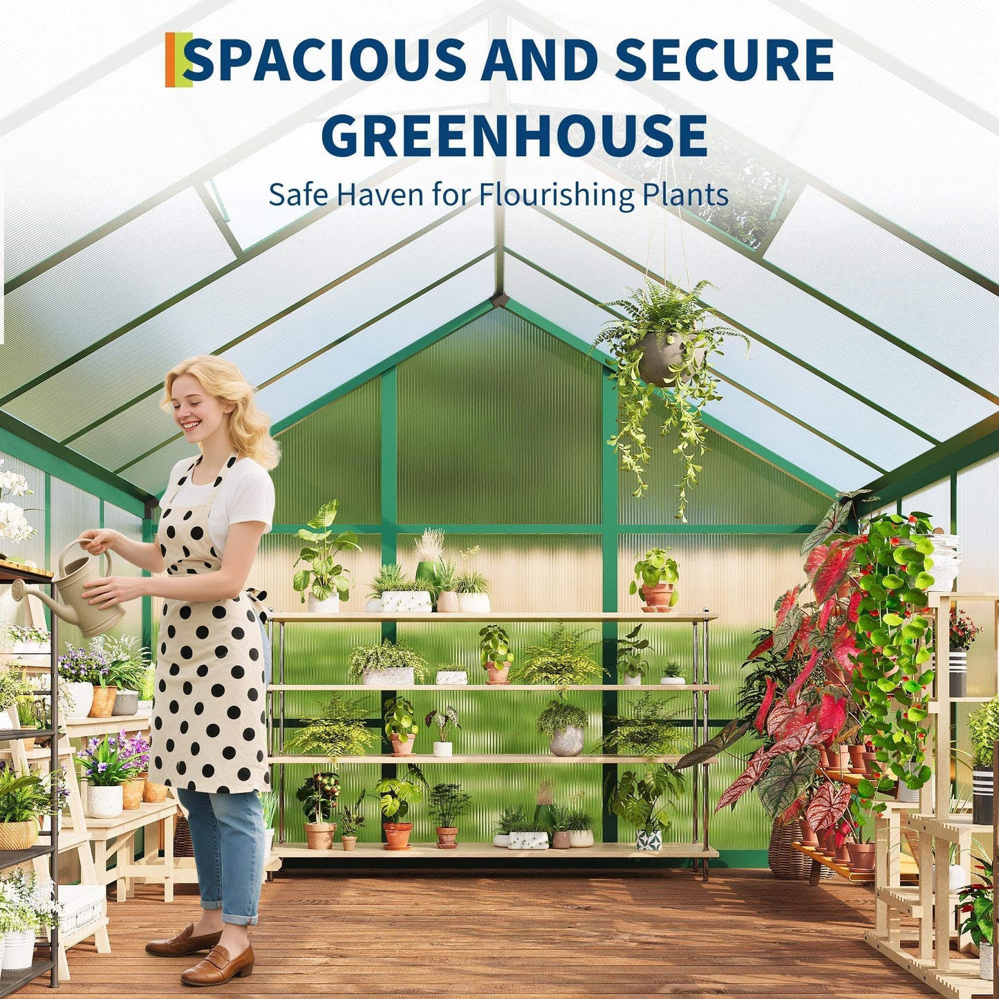 6X8 FT Greenhouse for Outdoors, Walk-in Greenhouse Kit with Aluminum Frame