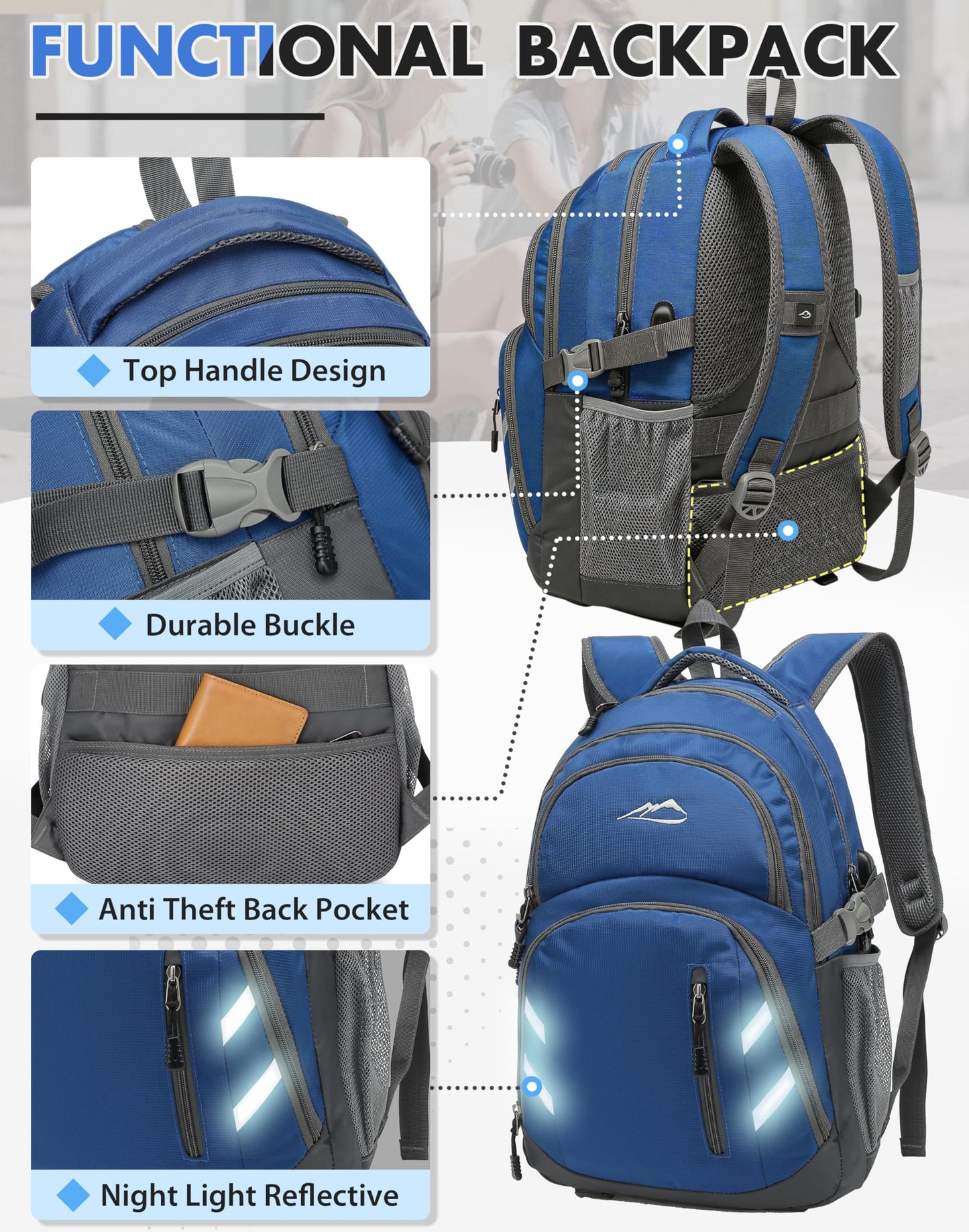 ProEtrade Backpack Bookbag with USB Charging Port