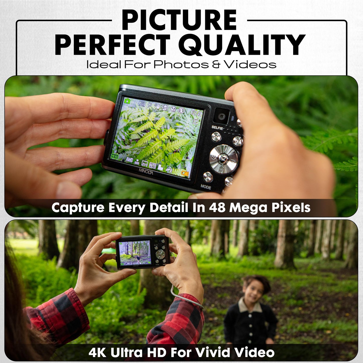 Minolta 48MP Digital Camera with Rear Selfie Lens