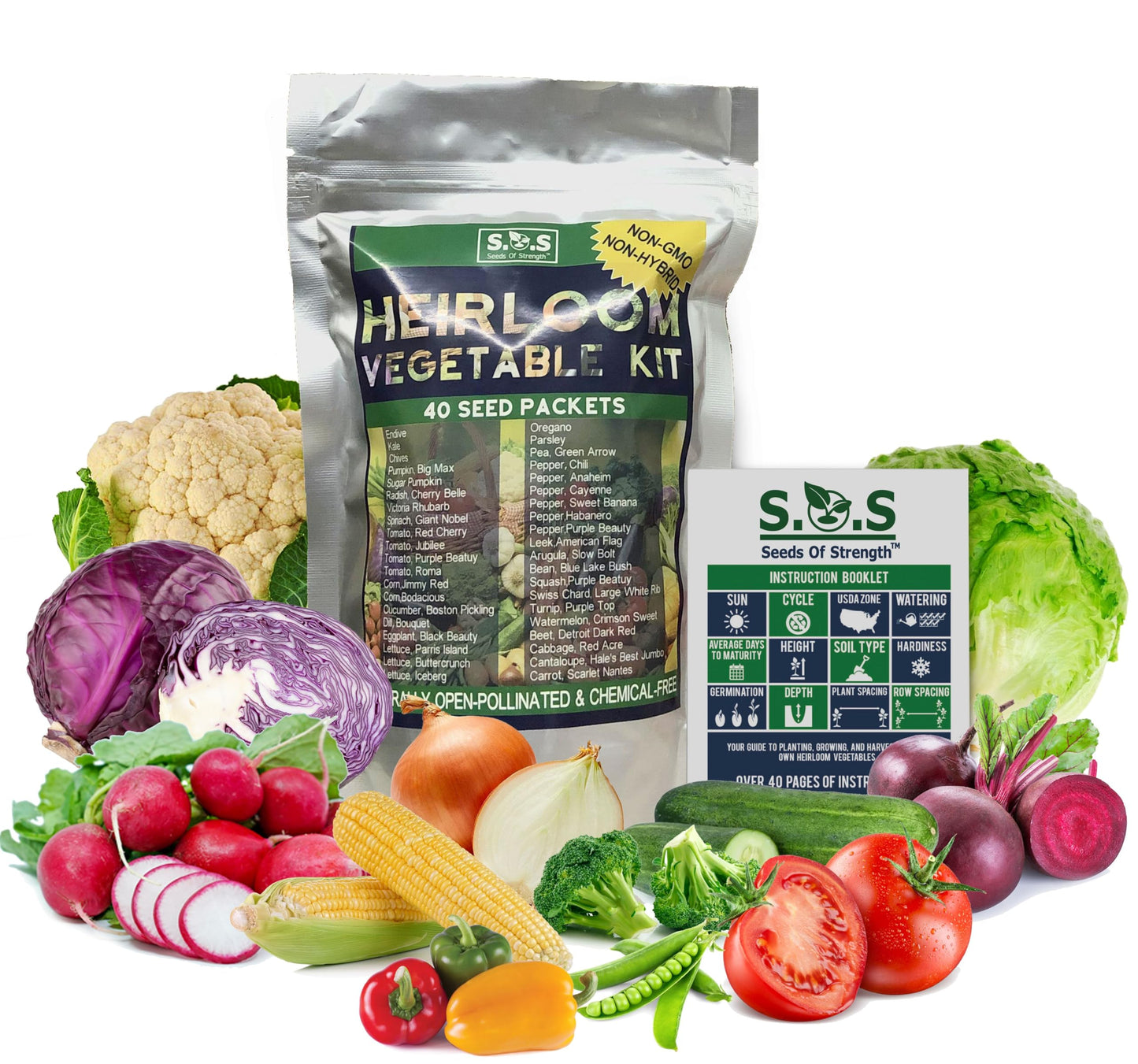 Starter Seed Kit: 15,000+ Seeds, 40 Heirloom Fruit & Vegetable Varieties