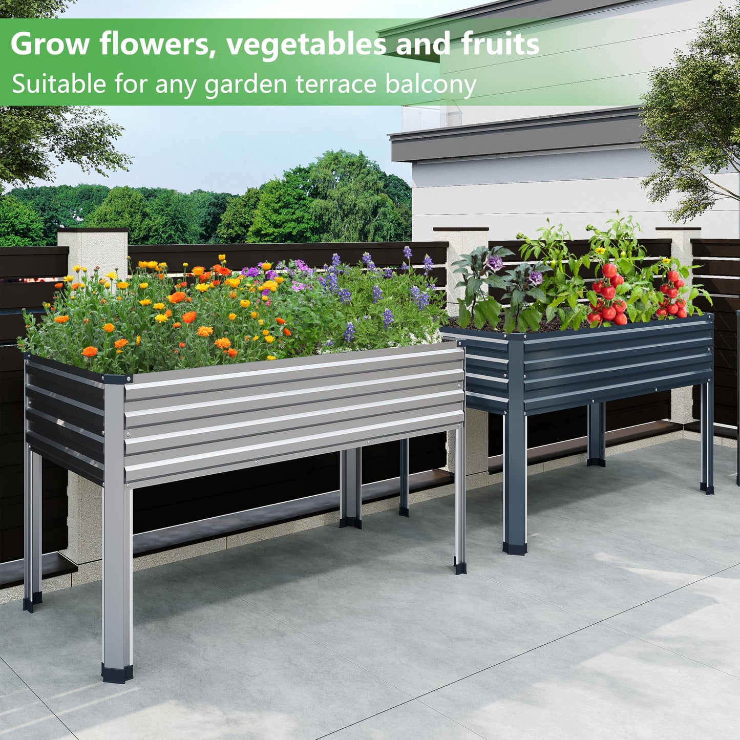 Galvanized Raised Garden Bed with Legs, 2PCS 48×24×30in Elevated Planter Box