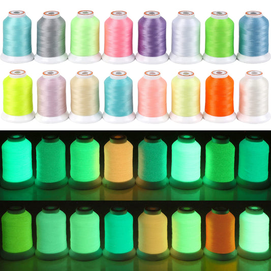 16 Colors Luminary Glow in The Dark Embroidery Machine Thread Kit