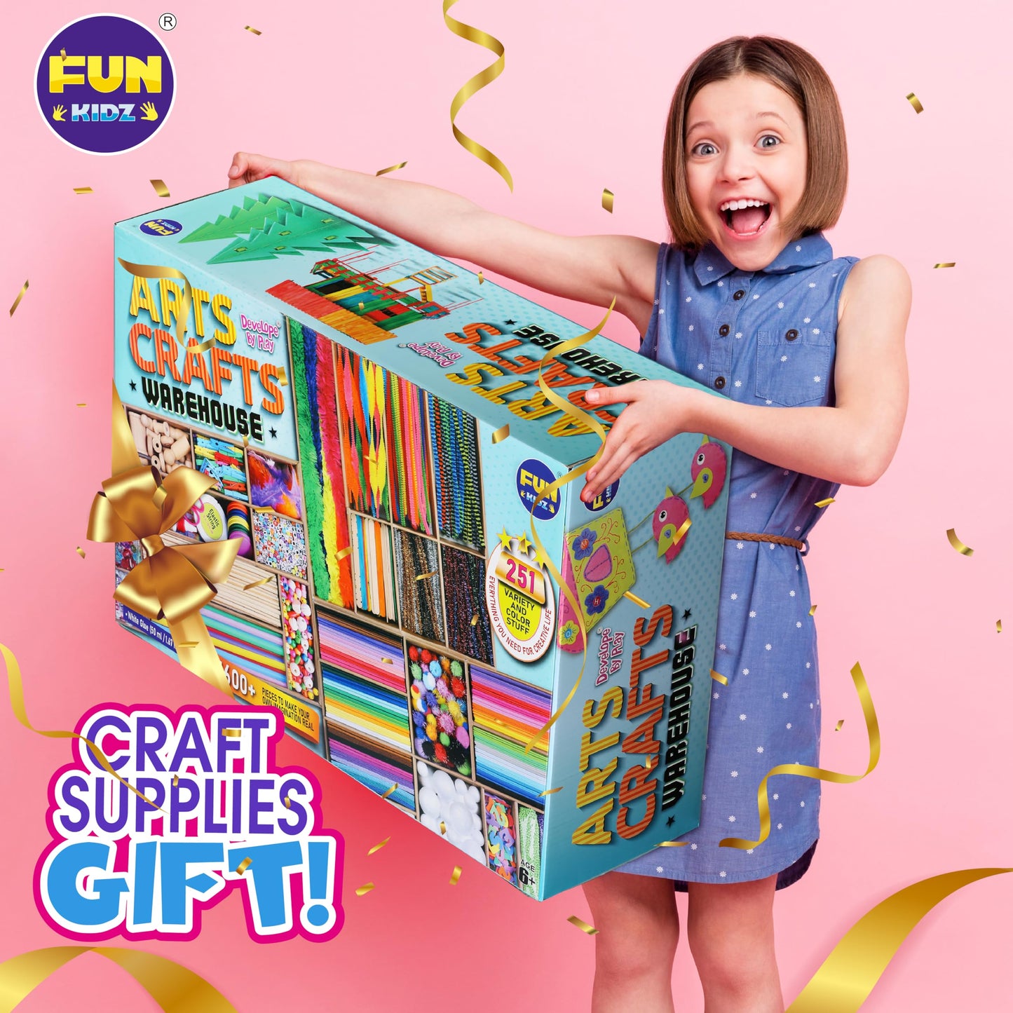 3 Layers Jumbo Arts and Crafts Supplies Warehouse, Includes 1600+ Craft Materials Kit