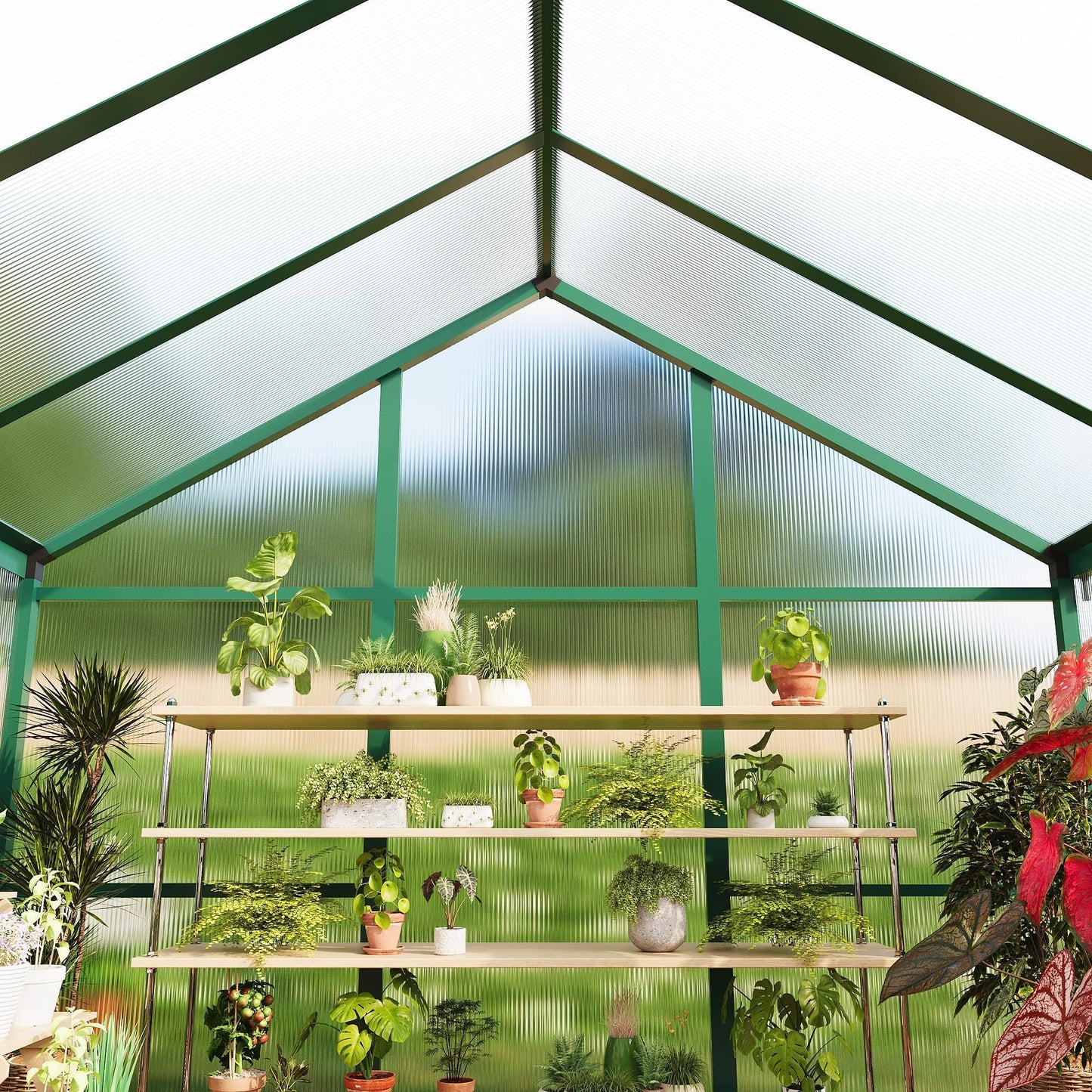 6X8 FT Greenhouse for Outdoors, Walk-in Greenhouse Kit with Aluminum Frame