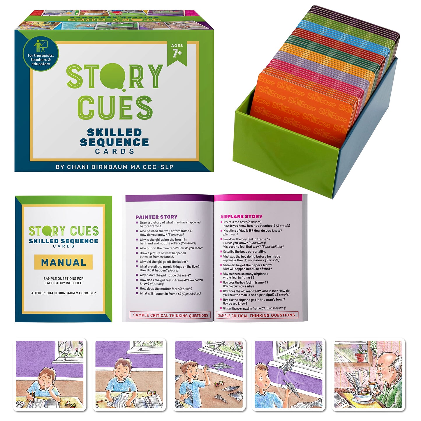 SkillEase Story Cues Skilled Sequencing Cards, Speech Therapy Materials, Social Skills Game