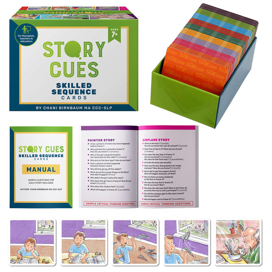 SkillEase Story Cues Skilled Sequencing Cards, Speech Therapy Materials, Social Skills Game