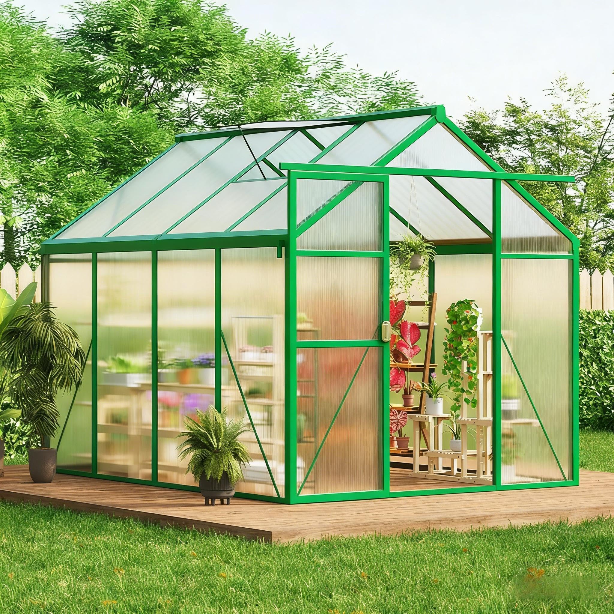 6X8 FT Greenhouse for Outdoors, Walk-in Greenhouse Kit with