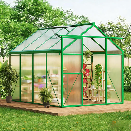 6X8 FT Greenhouse for Outdoors, Walk-in Greenhouse Kit with Aluminum Frame