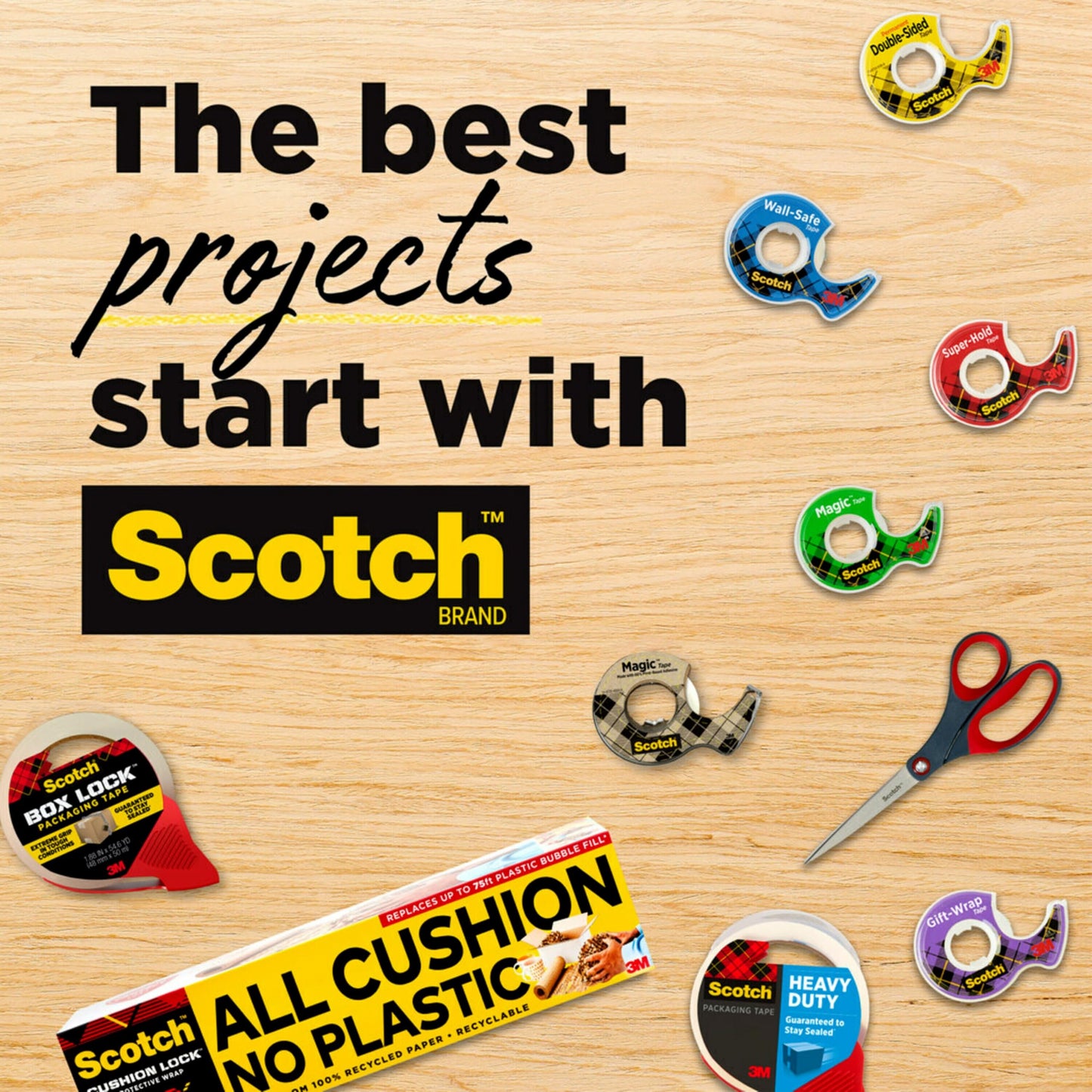 Scotch Magic Tape with Scotch Desktop Dispenser, 6 Rolls of 3/4" x 1000"