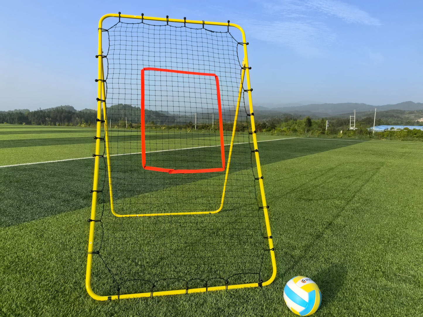 Adjustable Volleyball Rebounder Net 7x4 ft with PU Volleyball and Stakes