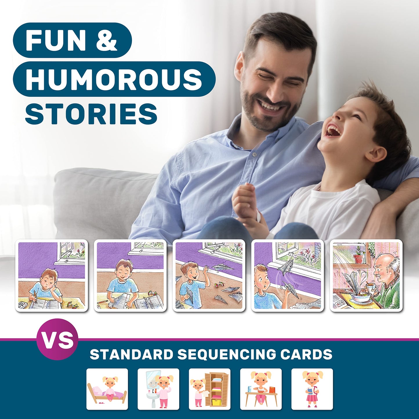 SkillEase Story Cues Skilled Sequencing Cards, Speech Therapy Materials, Social Skills Game