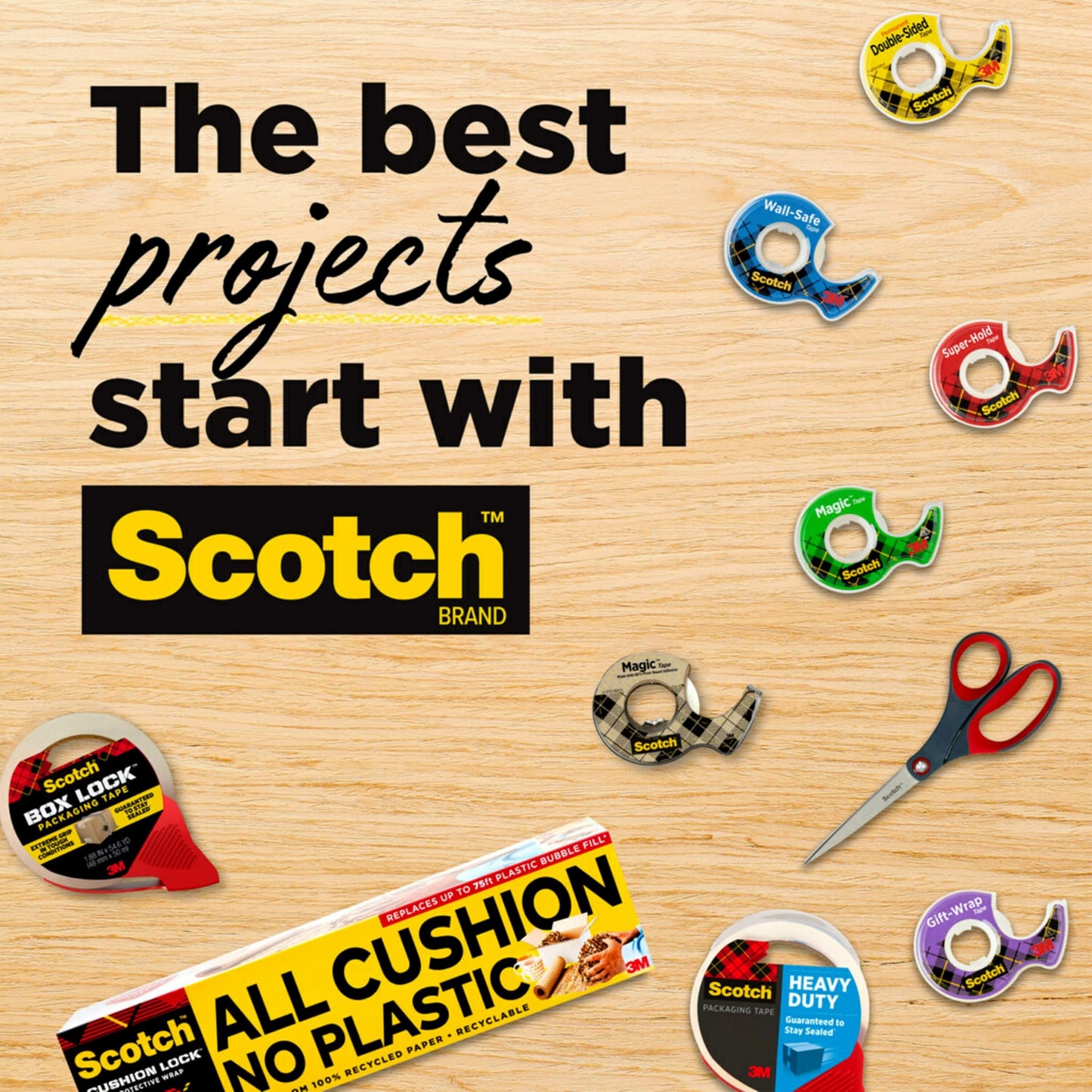Scotch Transparent Tape, Clear Tape, 1 Inch Core, 3/4 in x 1000 in, 6 Boxes
