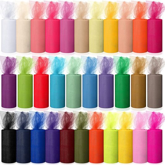 32 Colors Tulle Rolls Tulle Fabric 6 Inches by 25 Yards
