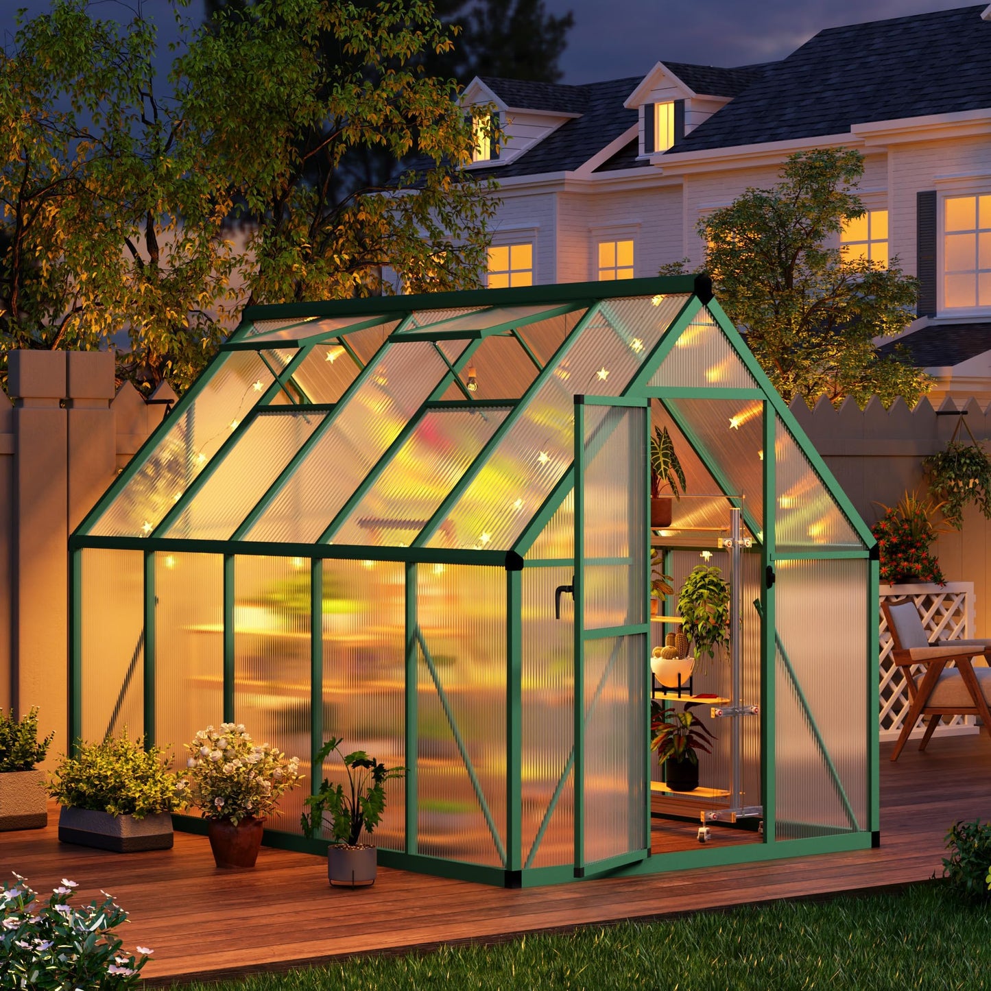 6 x 9 FT Walk-in Outdoor Greenhouse with Polycarbonate Panels