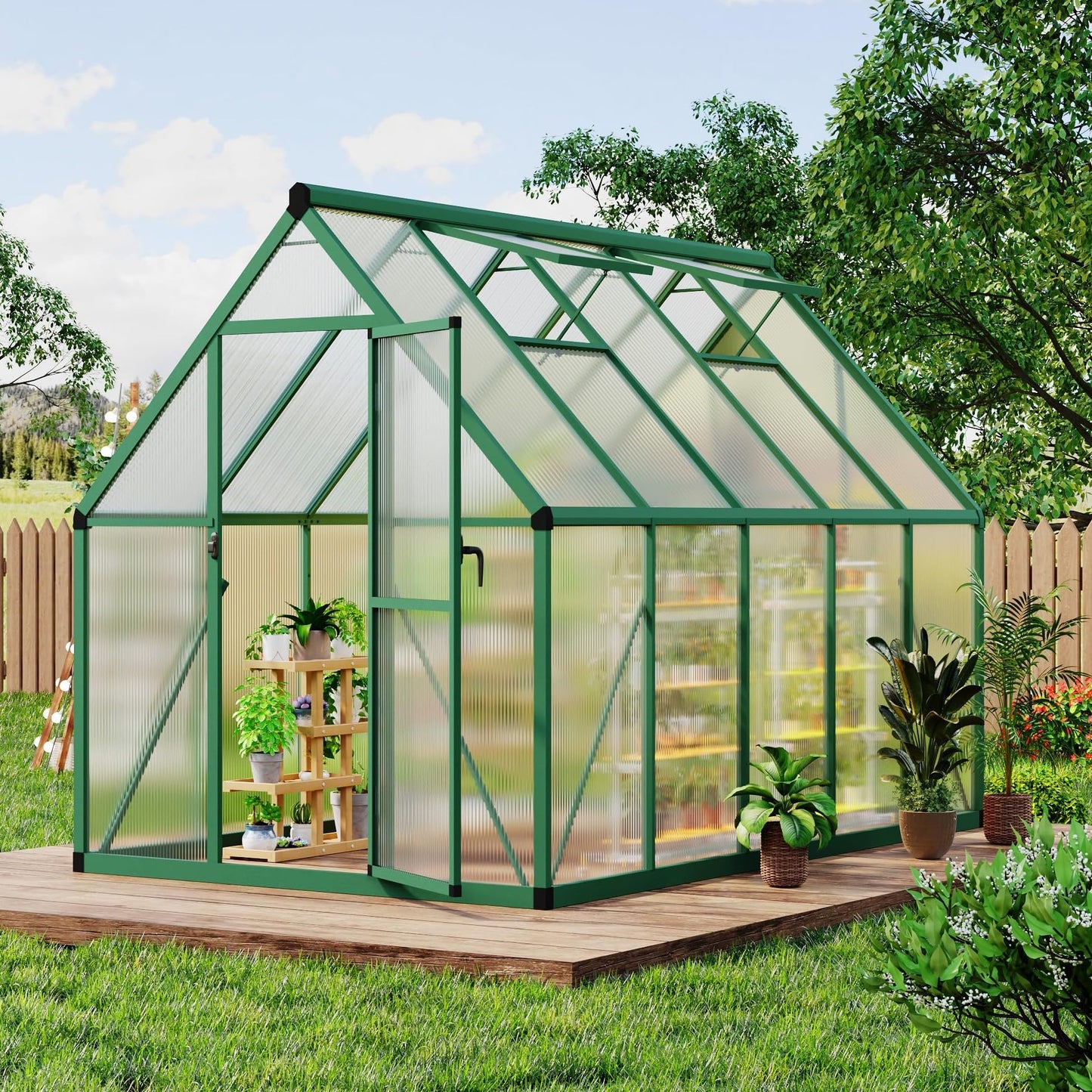 6 x 9 FT Walk-in Outdoor Greenhouse with Polycarbonate Panels