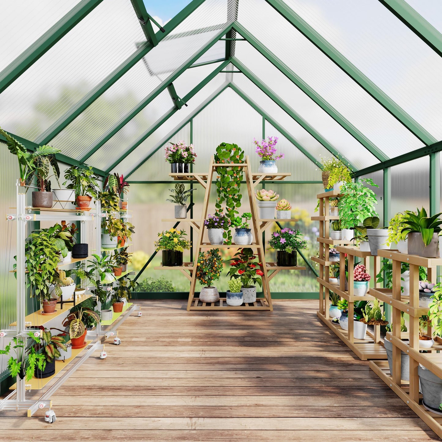 6 x 9 FT Walk-in Outdoor Greenhouse with Polycarbonate Panels