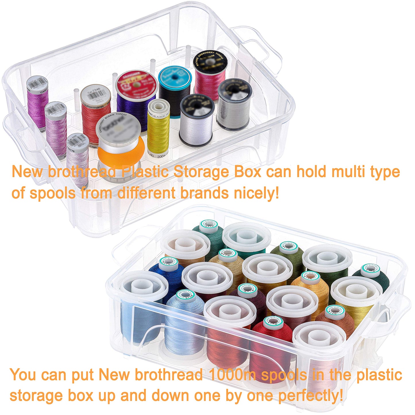 80 Spools 500m Each Embroidery Machine Thread with Clear Plastic Storage Box