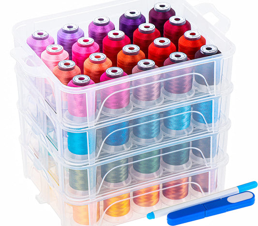 80 Spools 500m Each Embroidery Machine Thread with Clear Plastic Storage Box