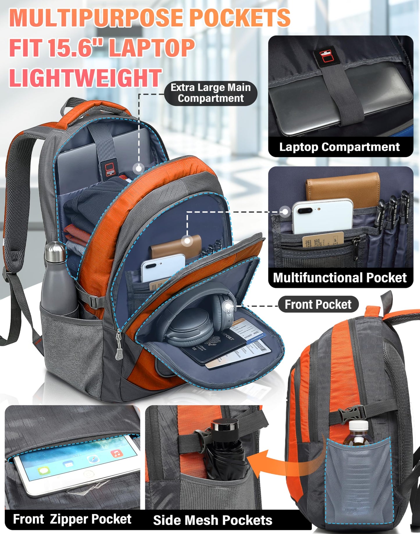 ProEtrade Backpack Bookbag Fit Laptop Up to 15.6 Inch