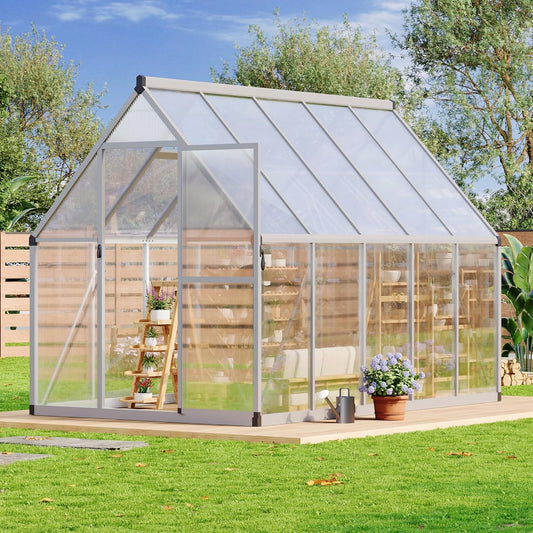 6 x 9 FT Walk-in Outdoor Greenhouse with Polycarbonate Panels